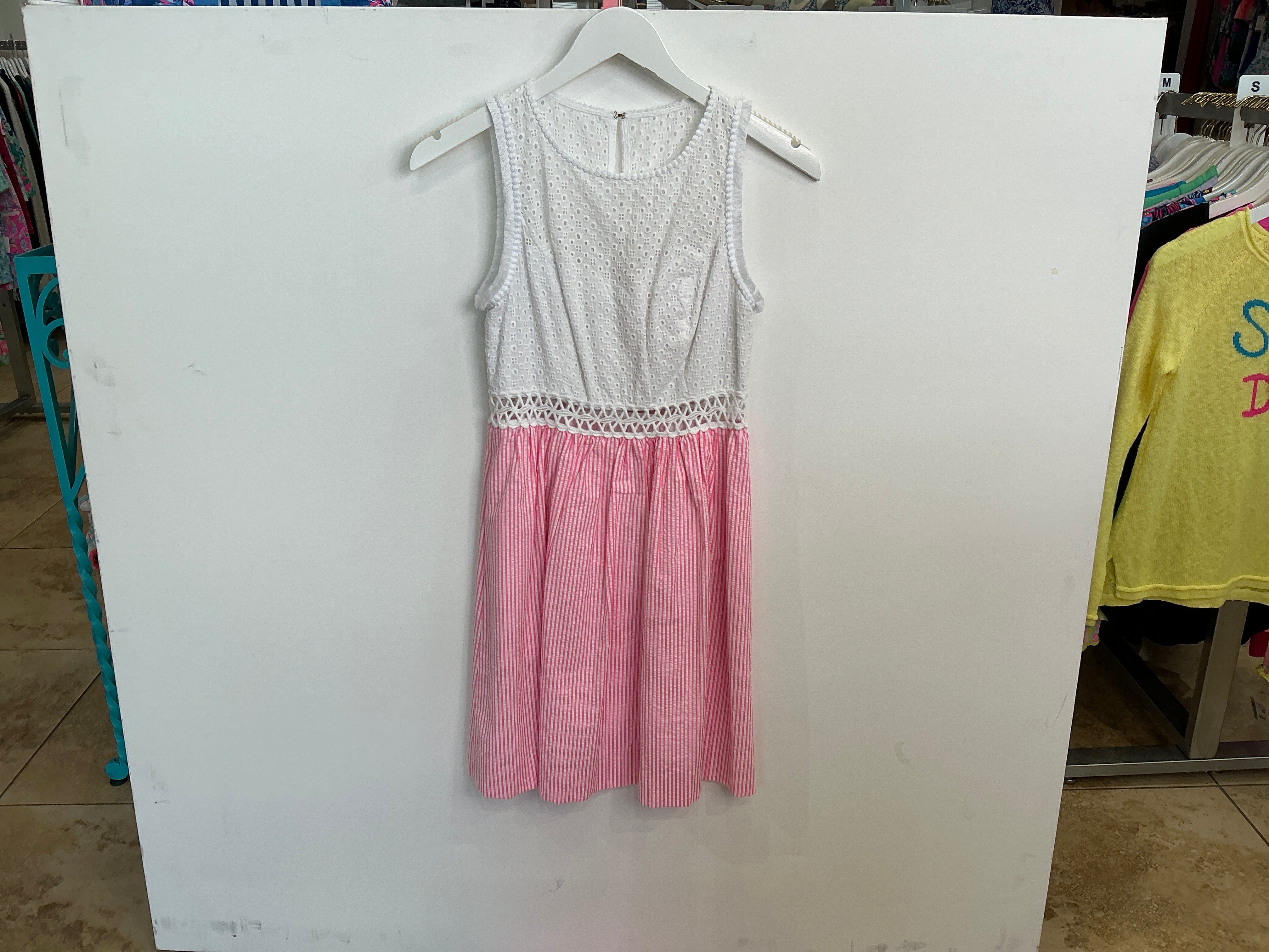 Lilly Pulitzer Alivia Dress Navana Pink Yarn Dye Seersucker - Size 0