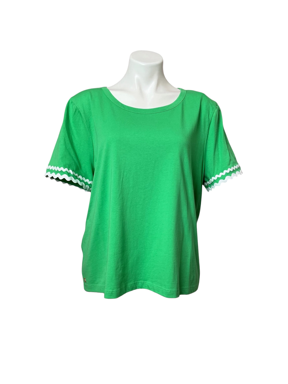 Lilly Pulitzer NWT Clairmont Trimmed Knit Top Fauna Green - Size XL