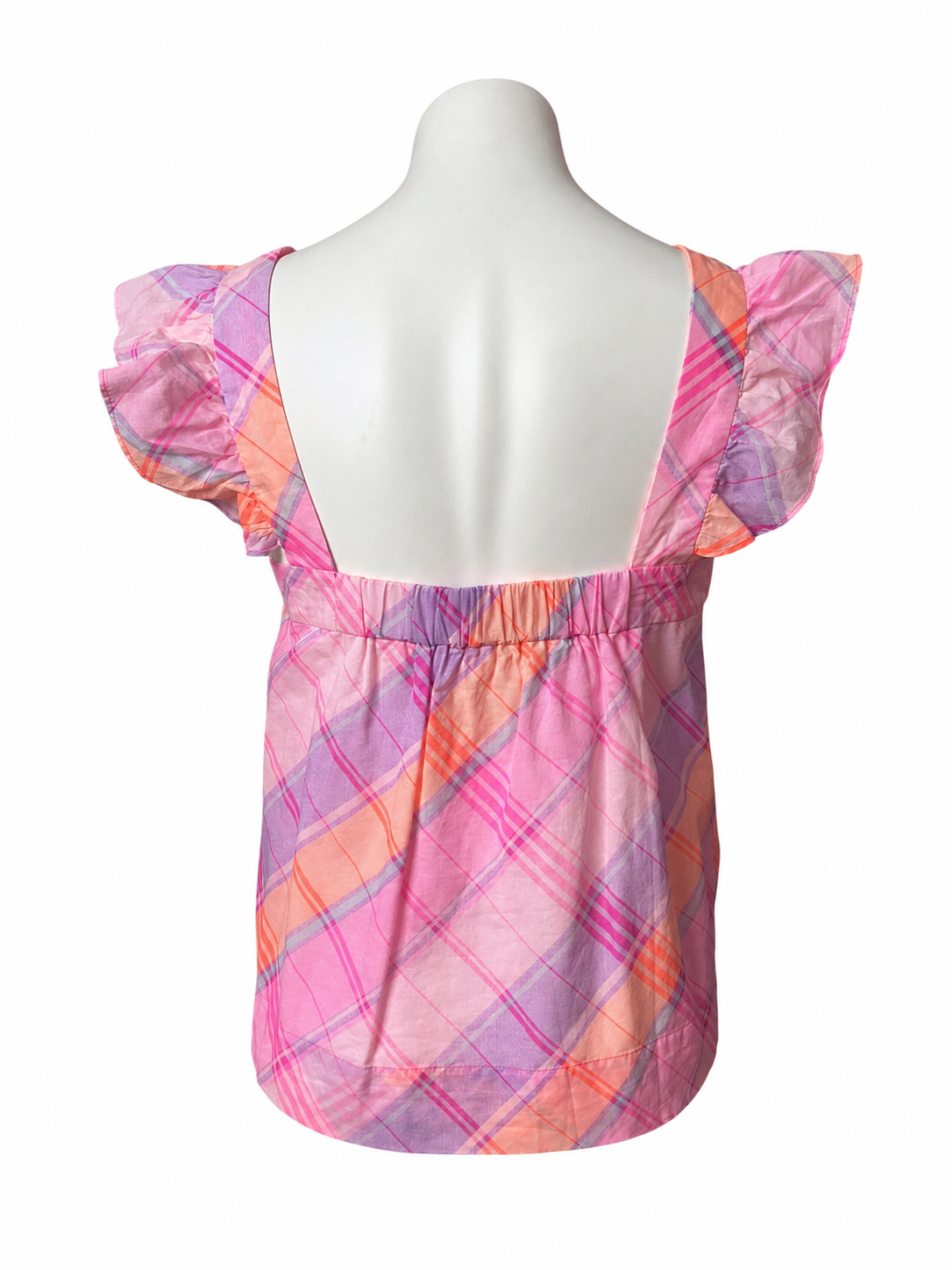 Lilly Pulitzer NWT Reyna Top Pink Isle Madras Plaid - Size S