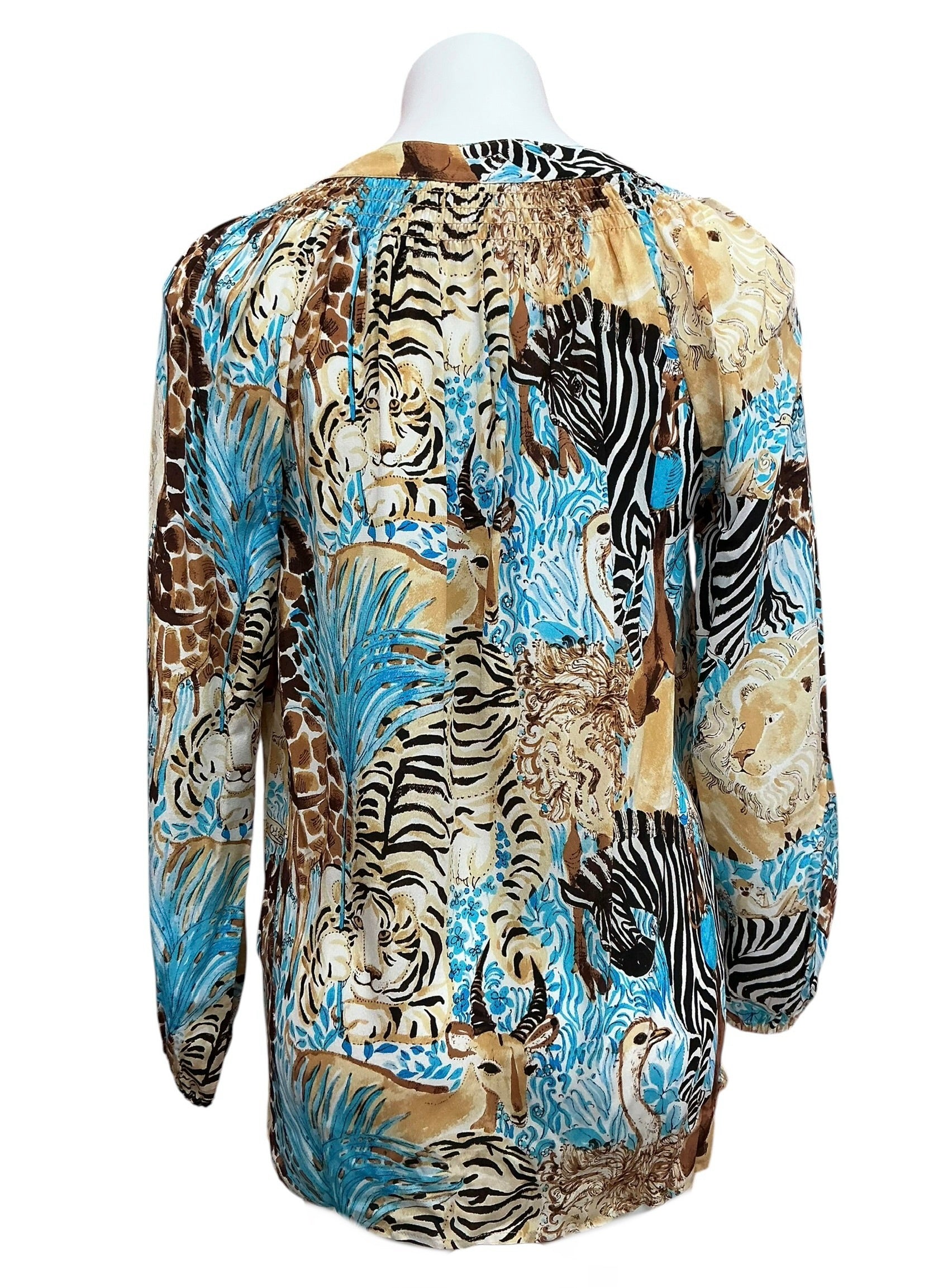 Lilly Pulitzer NWT Elsa Top Breezy Aqua Lilly’s Zoo - Size S