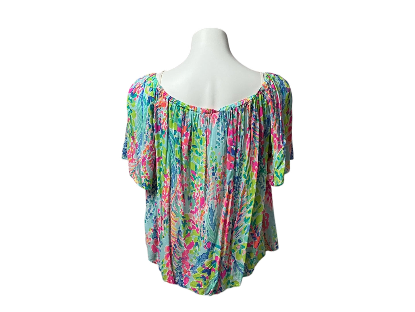 Lilly Pulitzer Sain Off-The-Shoulder Top Catch the Wave - Size L