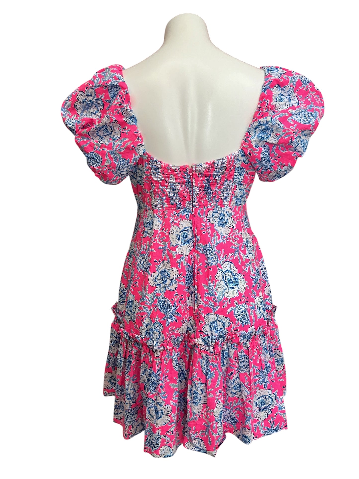Lilly Pulitzer Natisha Short Sleeve Dress Roxie Pink Wave N Sea - Size 8