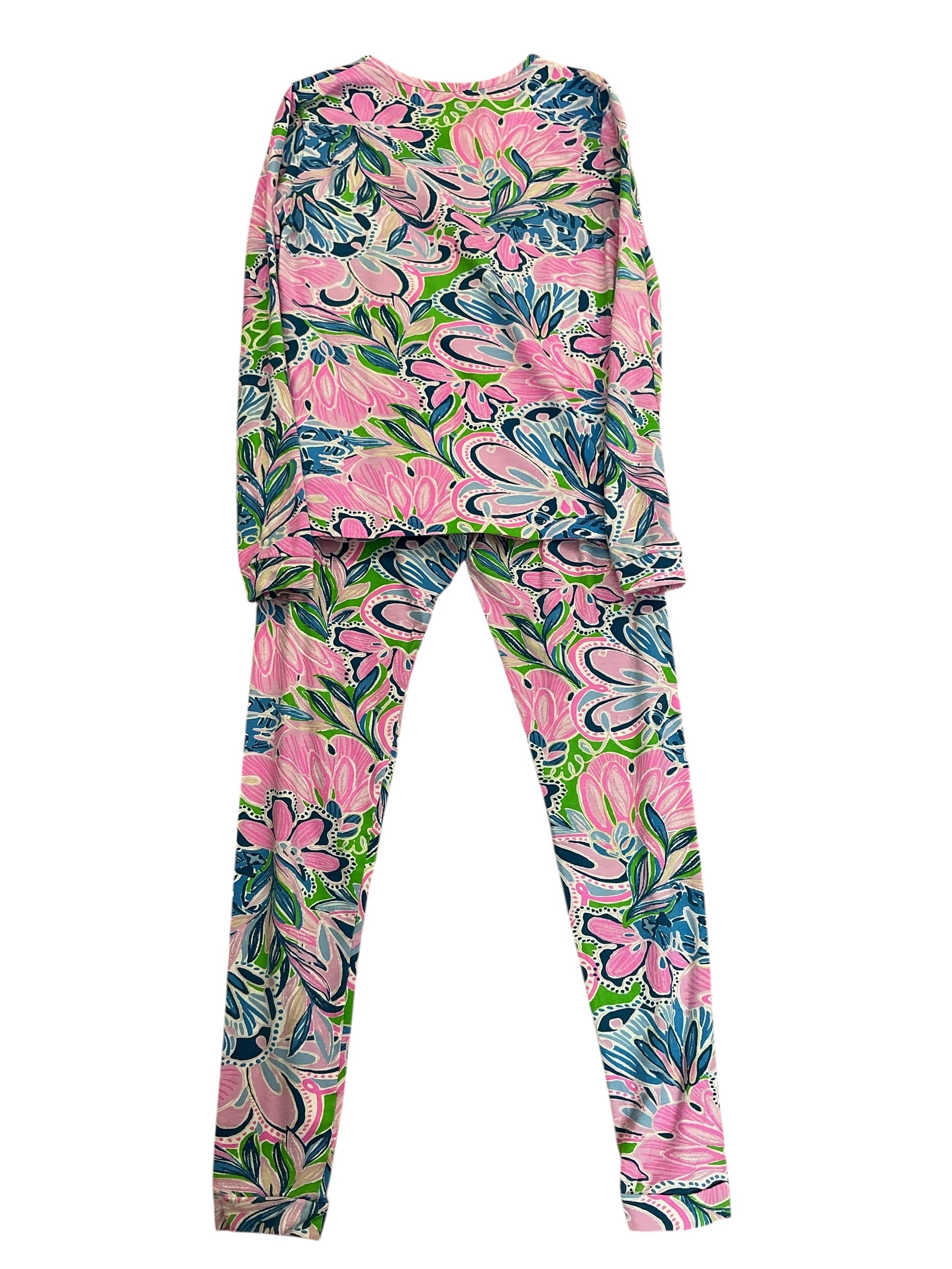 Lilly Pulitzer Girls Sammy Pajama Set Gecko Green Tiger Sunrise - Size 14