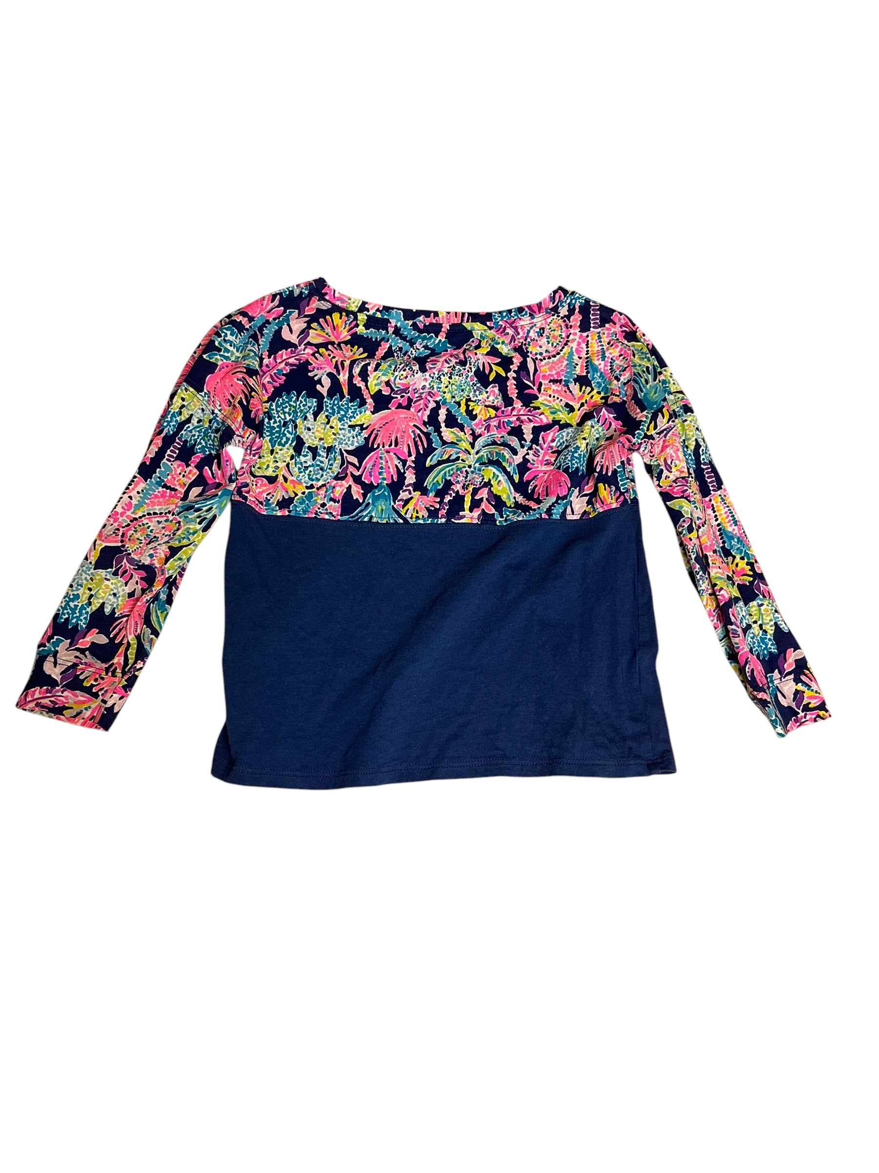 Lilly Pulitzer Girls Finn Top Oyster Bay Navy Seen And Herd - Size XS