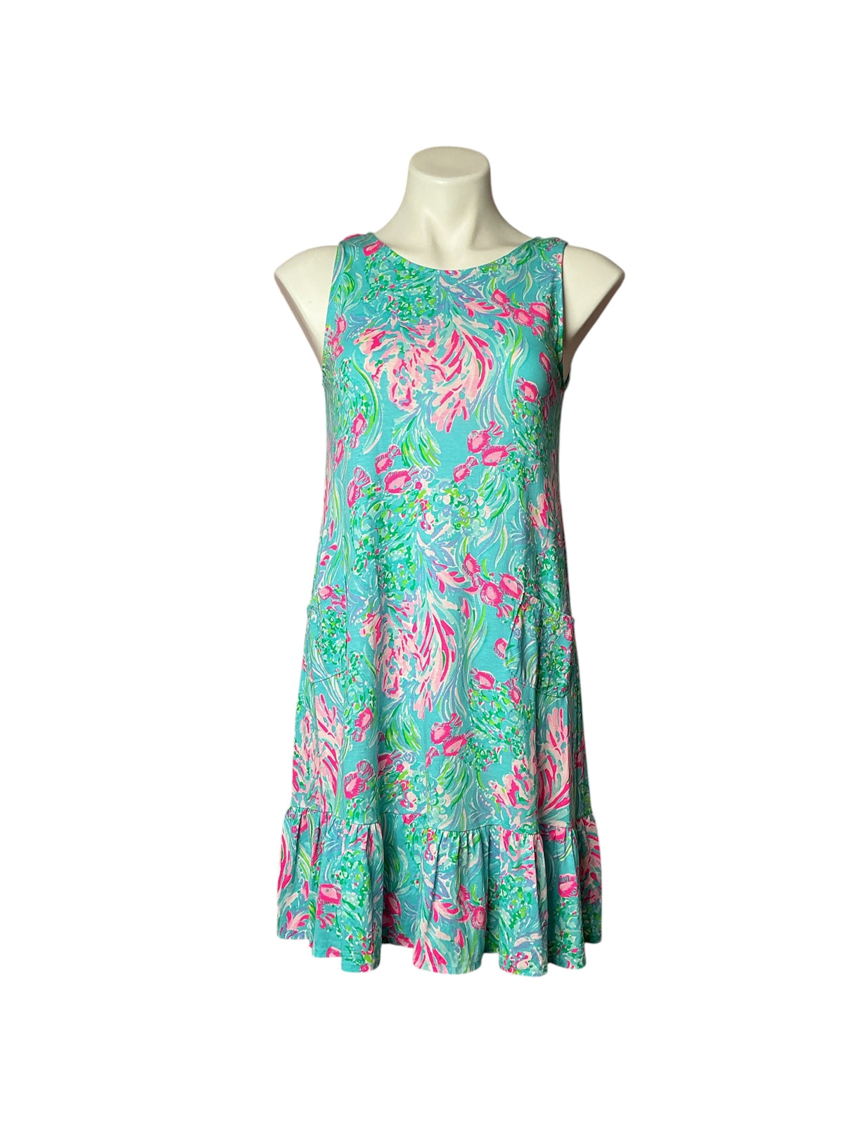 Lilly Pulitzer Kristen Flounce Dress Amalfi Blue Best Fishes - Size XS