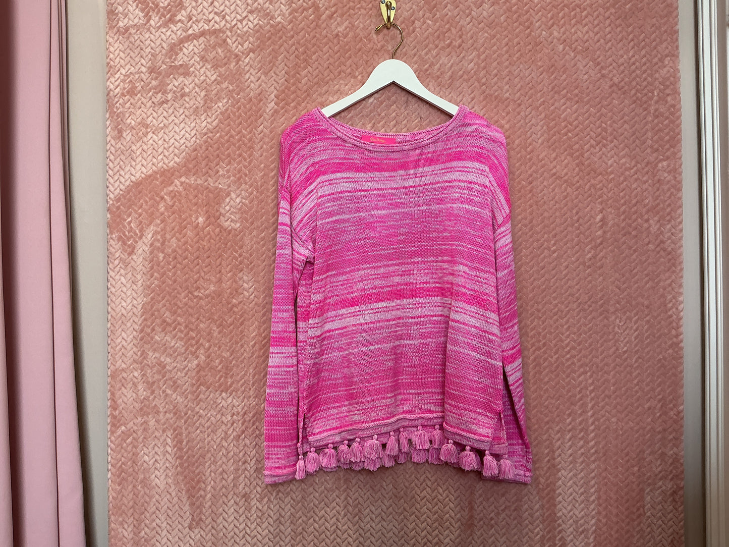 Lilly Pulitzer NWT Jody Relaxed Shoulder Plumeria Pink Striped Marl - Size M