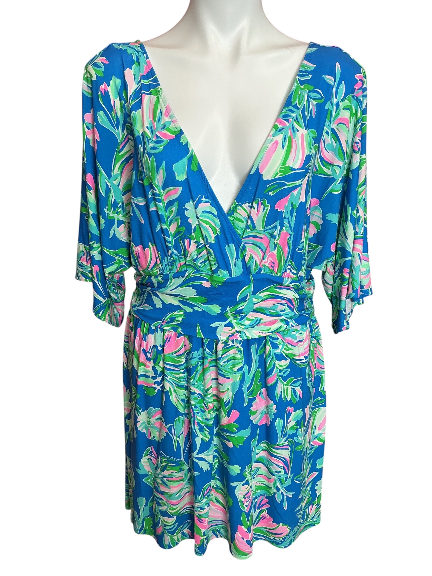 Lilly Pulitzer Parigi Skort Romper Blue Flare Fancy Fins - Size XL