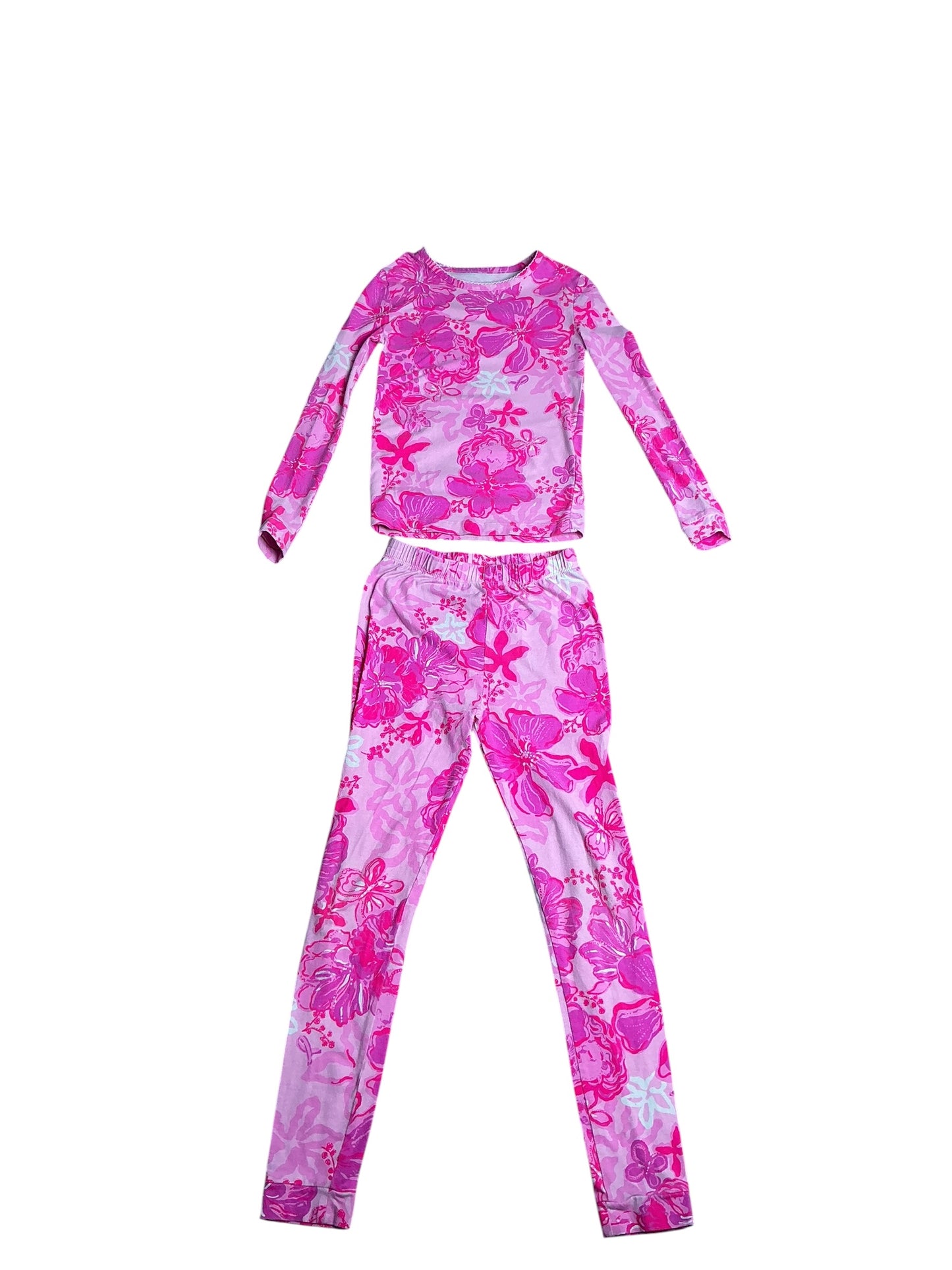 Lilly Pulitzer- Girls Mini Sammy Pajama Set Pink Blossom Girls Night Out Size 8