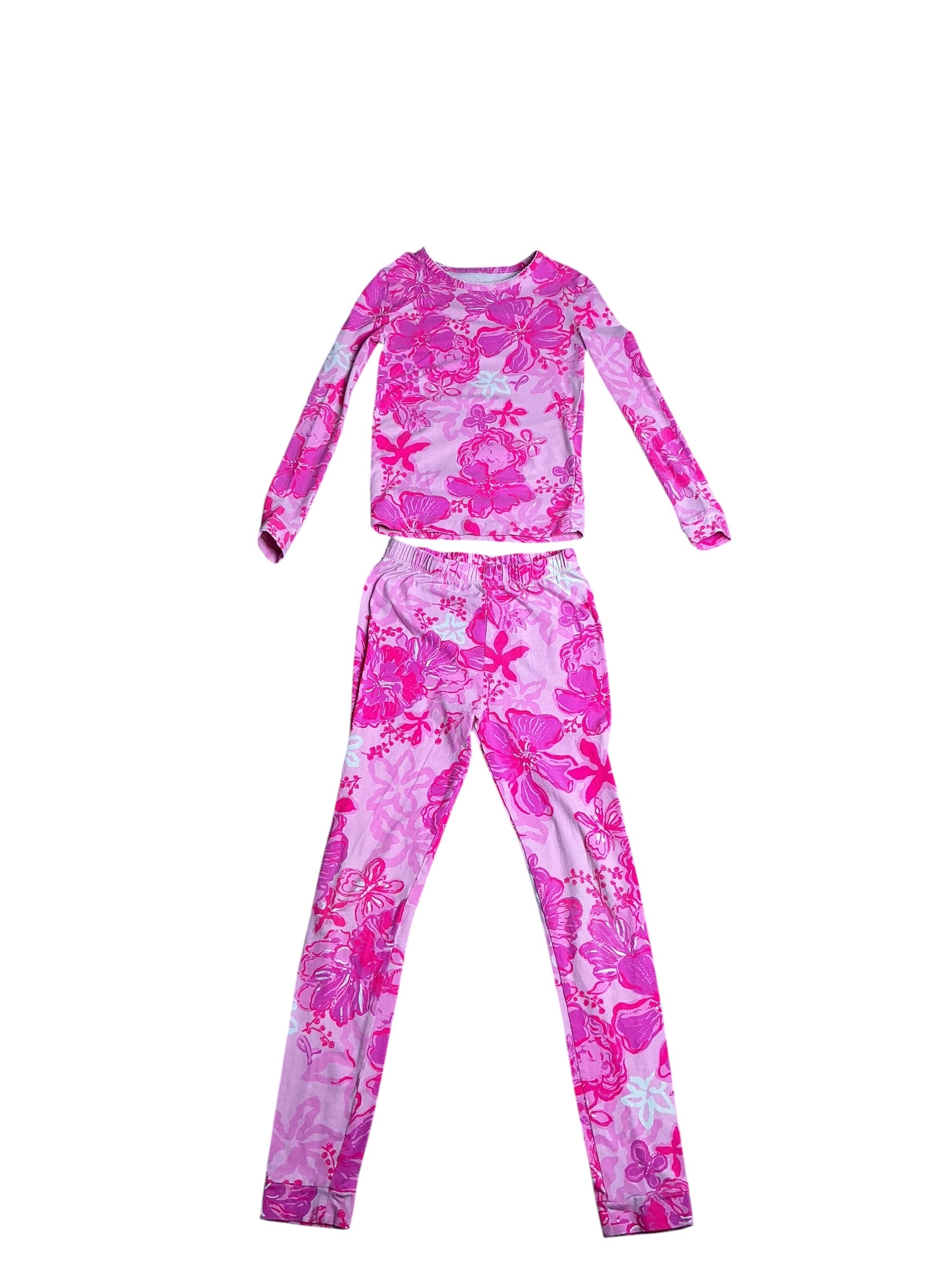 Lilly Pulitzer- Girls Mini Sammy Pajama Set Pink Blossom Girls Night Out Size 8