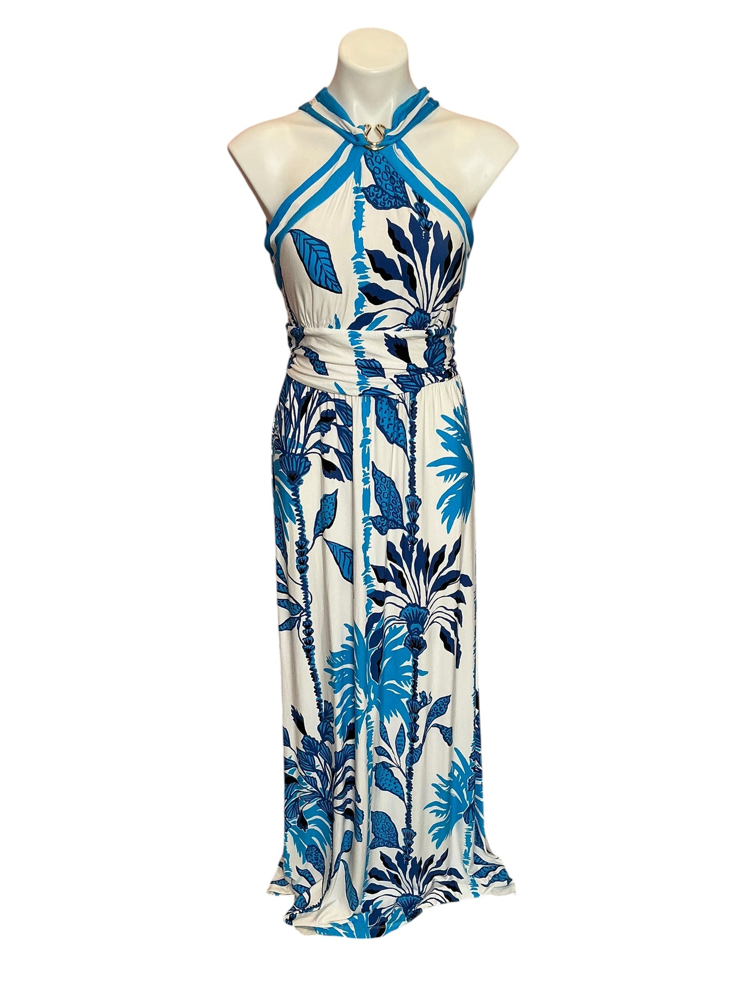 Lilly Pulitzer Devena Halter Maxi Dress Coconut Oversized Swayin In The Breeze - Size 6