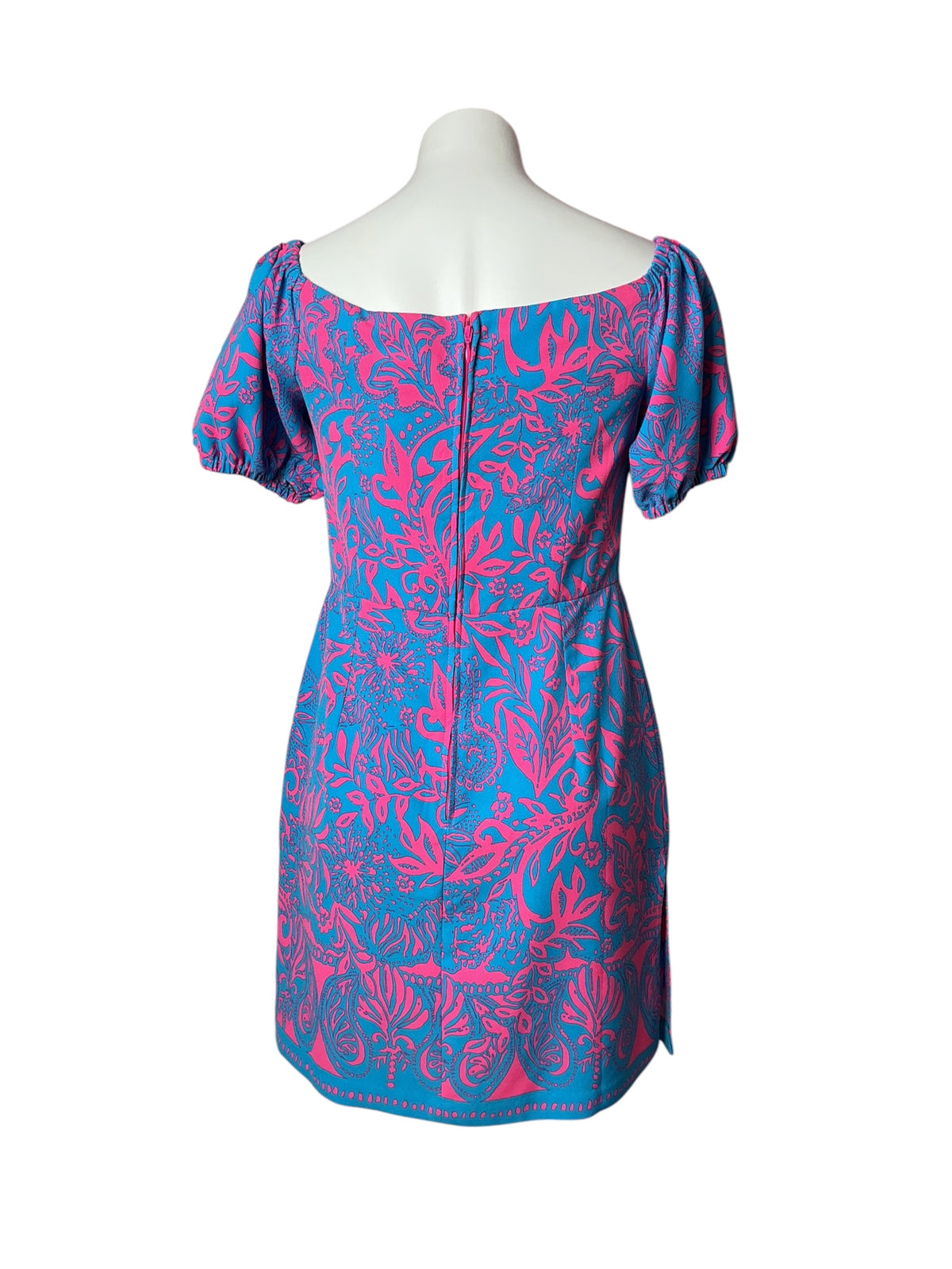 Lilly Pulitzer Jada Off-The-Shoulder Romper Aura Pink Leaf An Impression - Size 8
