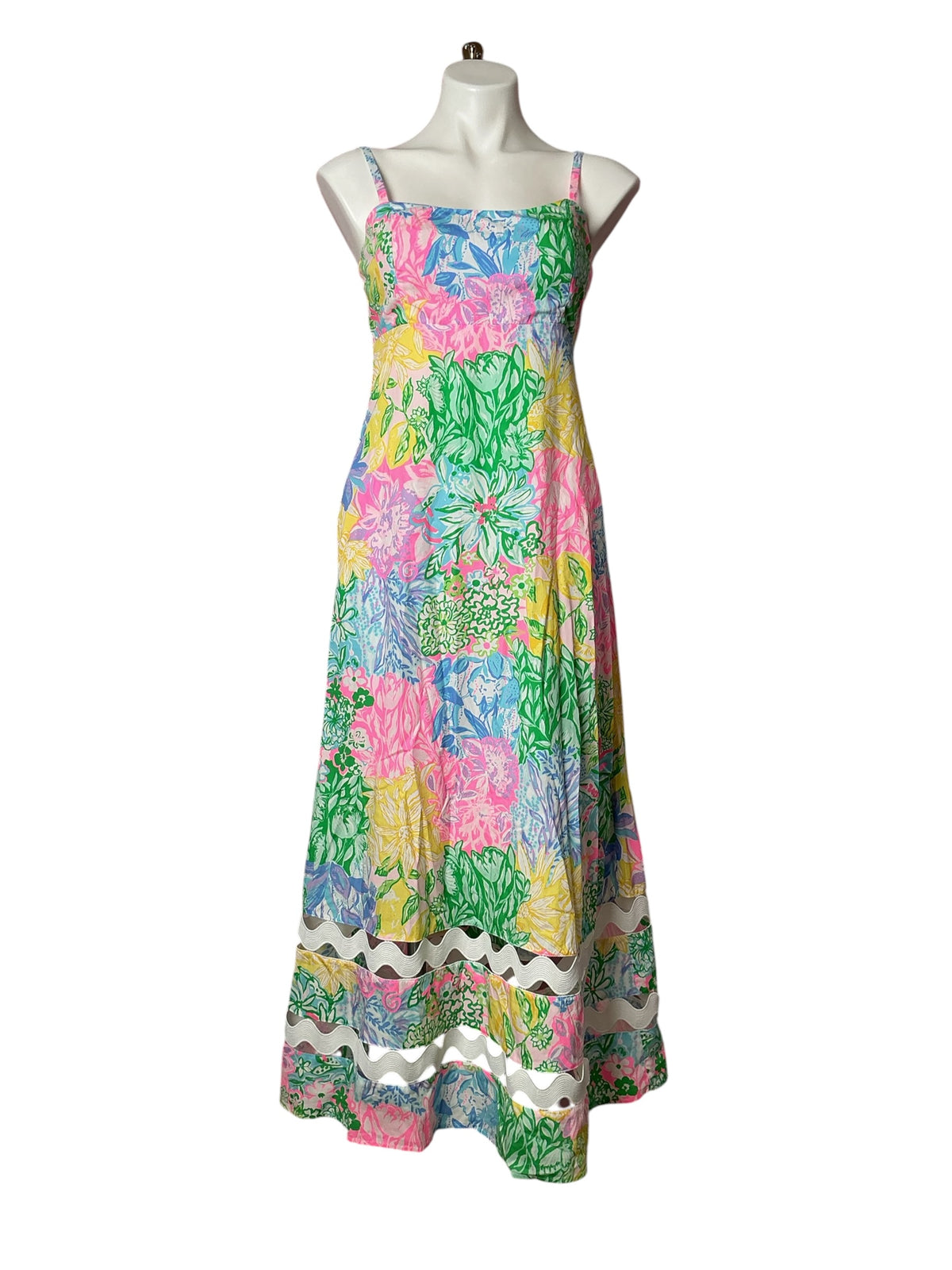 Lilly Pulitzer NWT Hailey Midi Dress Multi Bright Delight Patch - Size 2