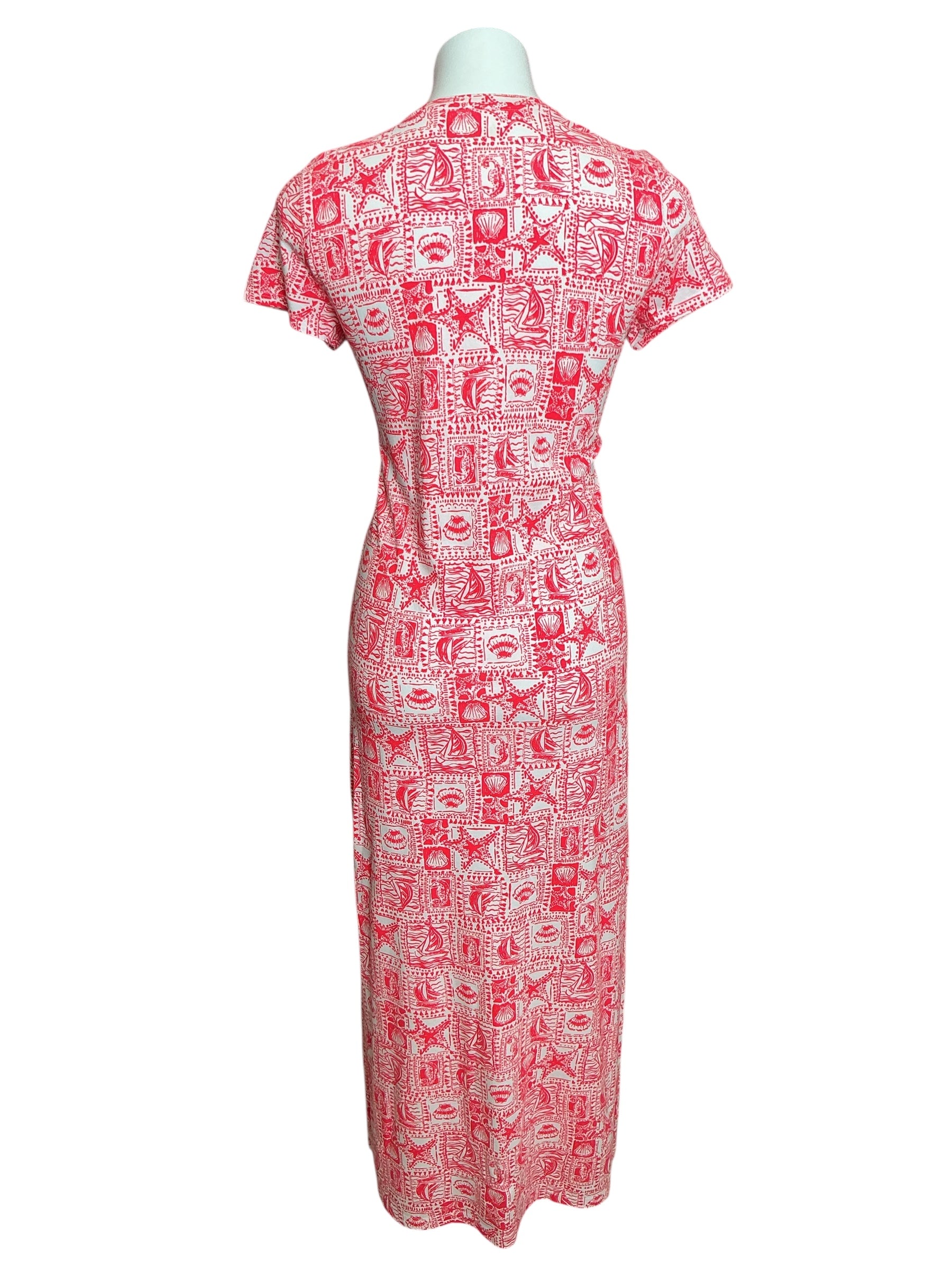Lilly Pulitzer Etta Short Sleeve Maxi Dress Mizner Red Seaside Harbour - Size M