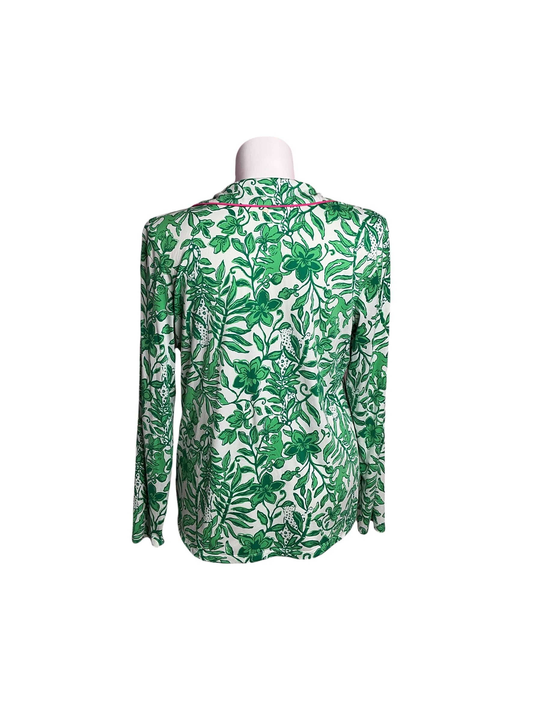 Lilly Pulitzer- PJ Knit Long Sleeve Button-Up Fiddle Leaf Green Size XL