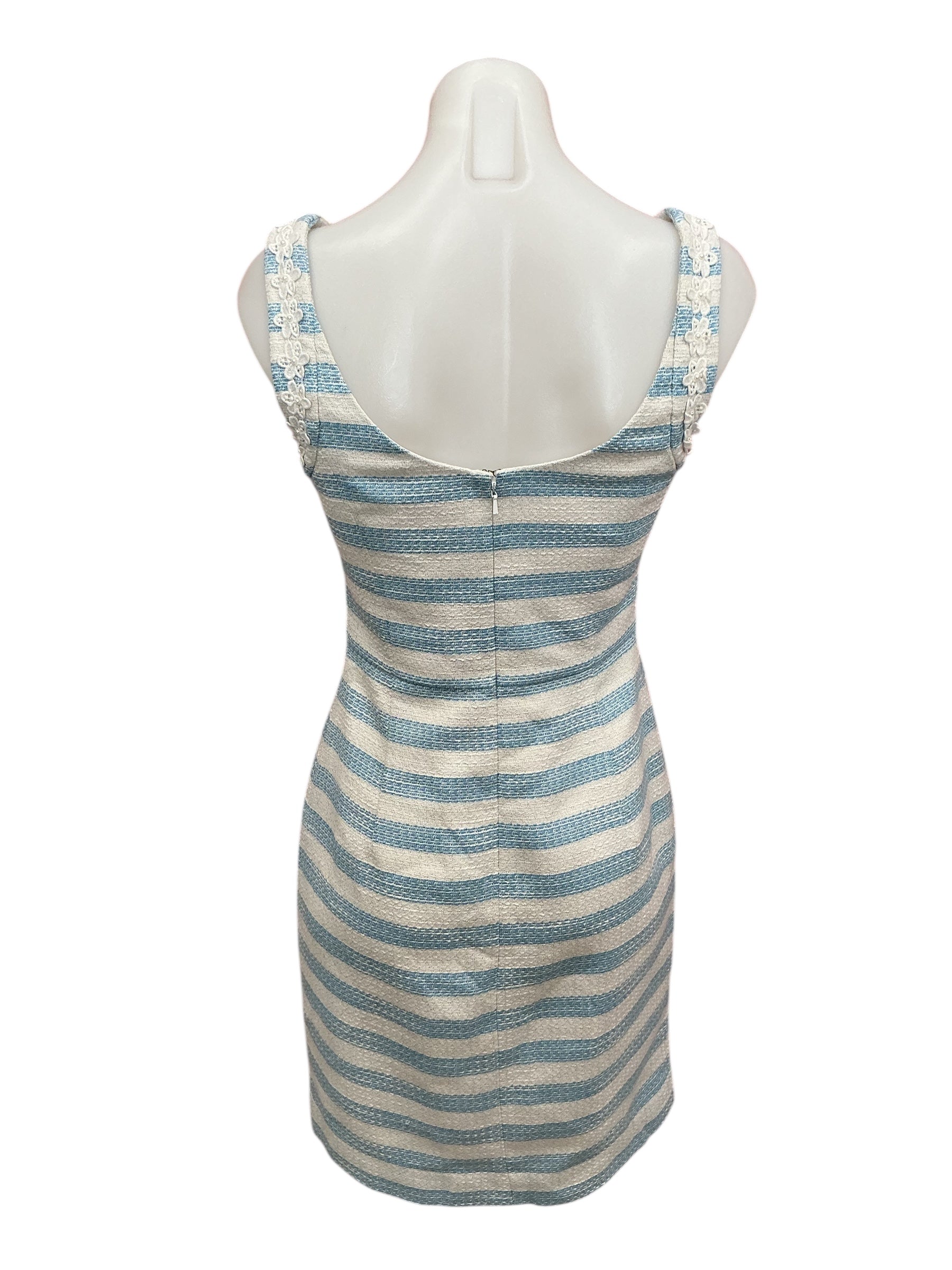 Lilly Pulitzer Nienie Sheath Dress Flutter Blue Lurex Boucle Stripe - Size 2