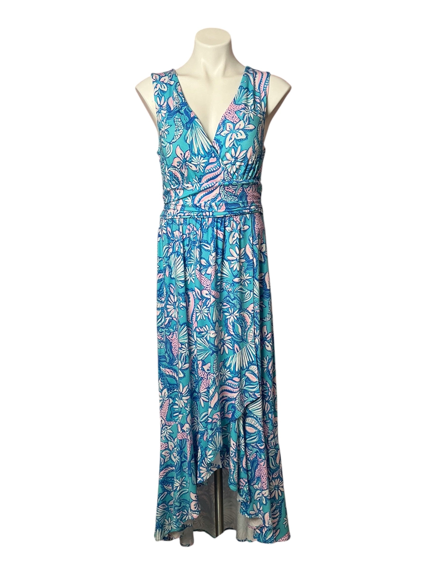 Lilly Pulitzer NWT Moana Wrap Maxi Dress Amalfi Blue Sound The Sirens - Size M