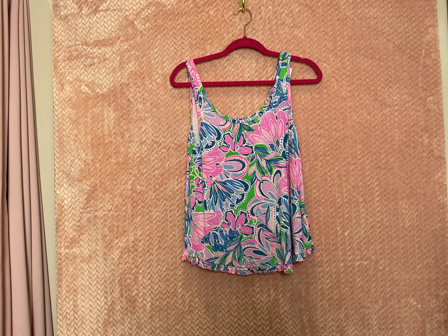 Lilly Pulitzer Ruffle PJ Tank Gecko Green Tiger Sunrise - Size S