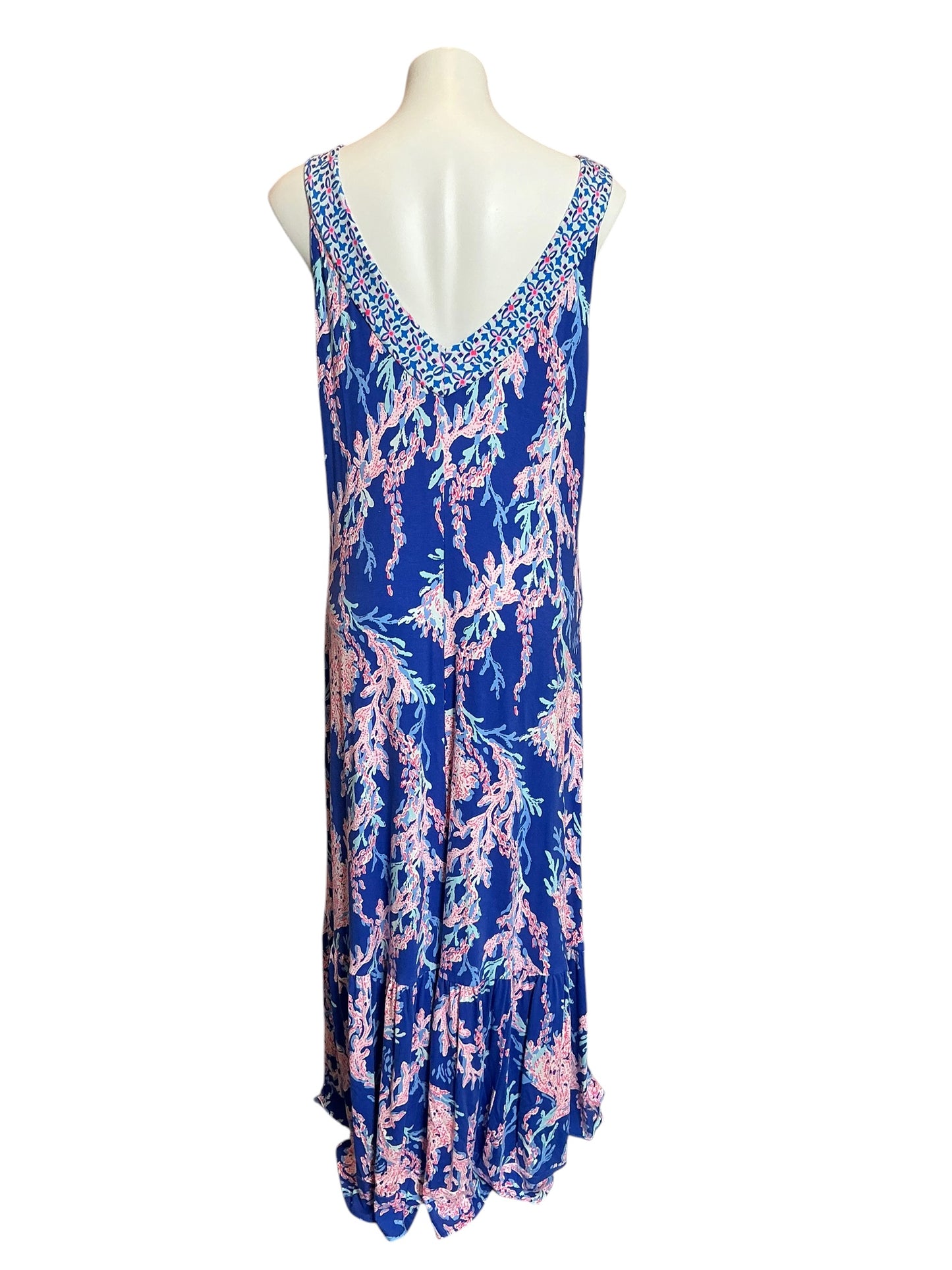 Lilly Pulitzer Madsen V-Neck Midi Dress Borealis Blue Swim On Over - XL