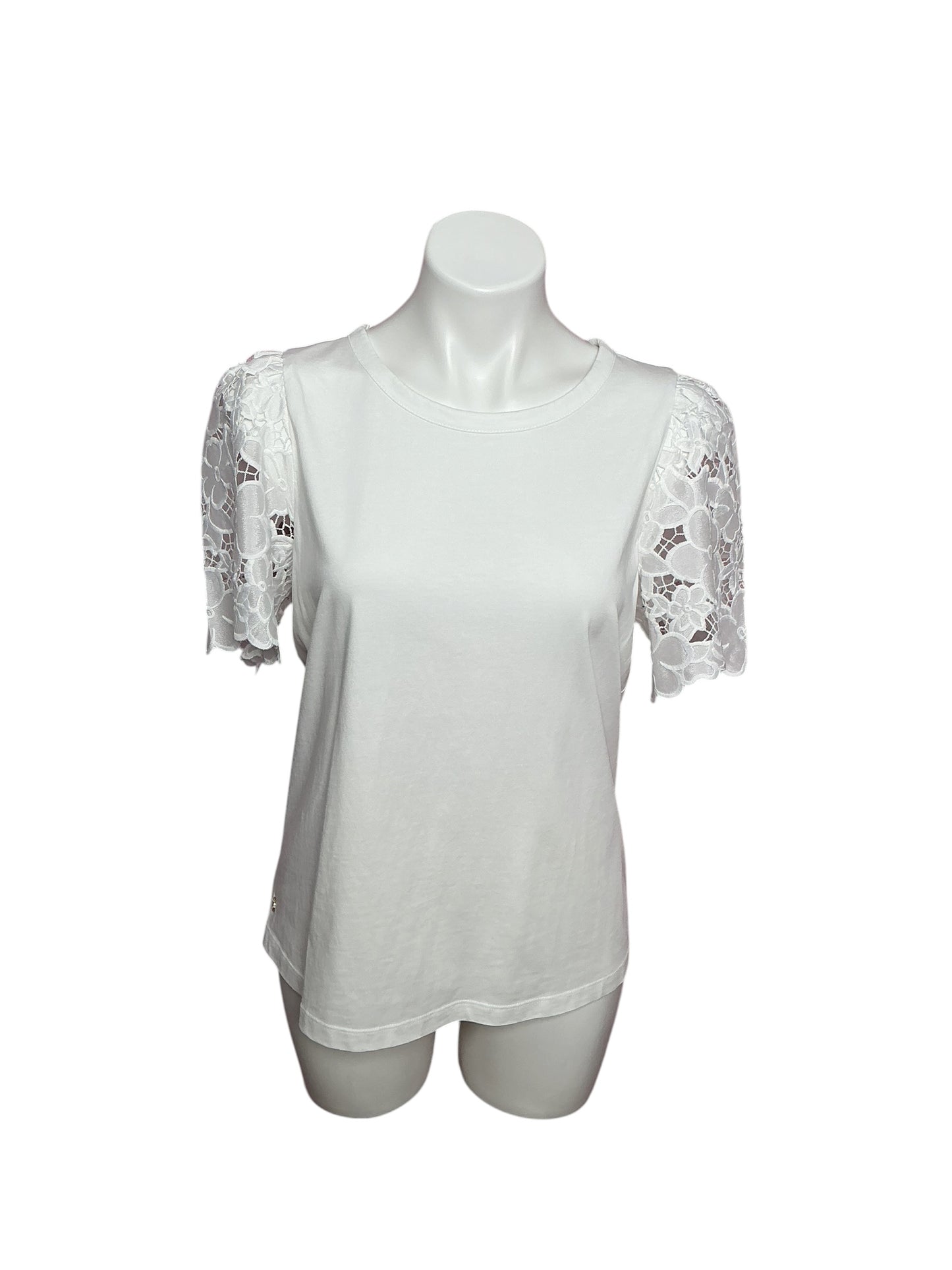 Lilly Pulitzer Lace Puff Sleeve Crew Neck T-Shirt Resort White - Size M