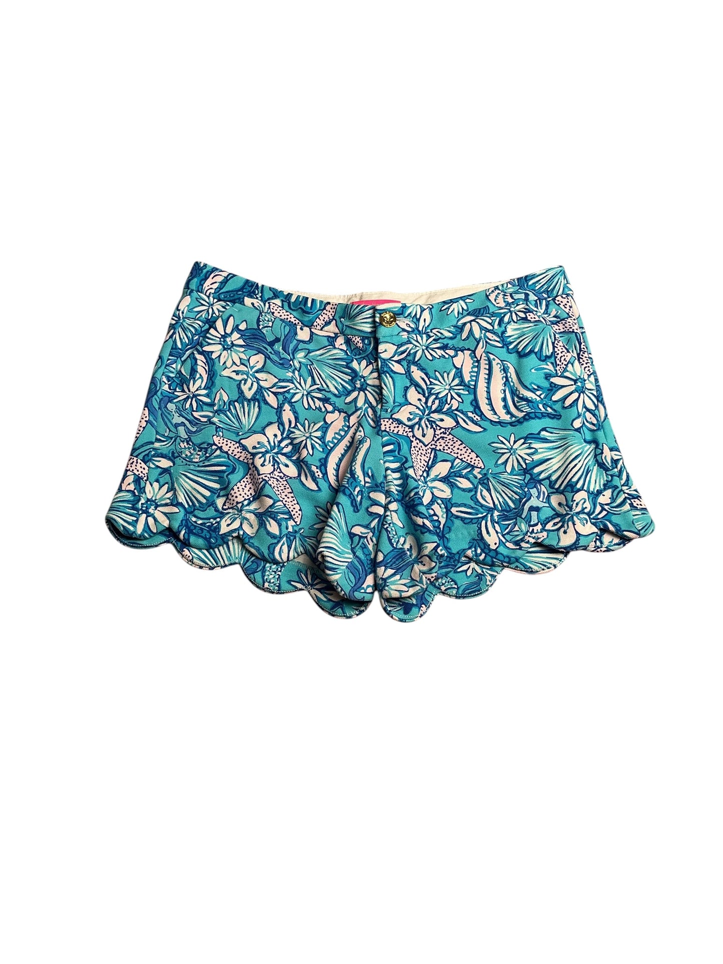 Lilly Pulitzer- Buttercup Knit Scallop Short Amalfi Blue Sound The Sirens Size 12