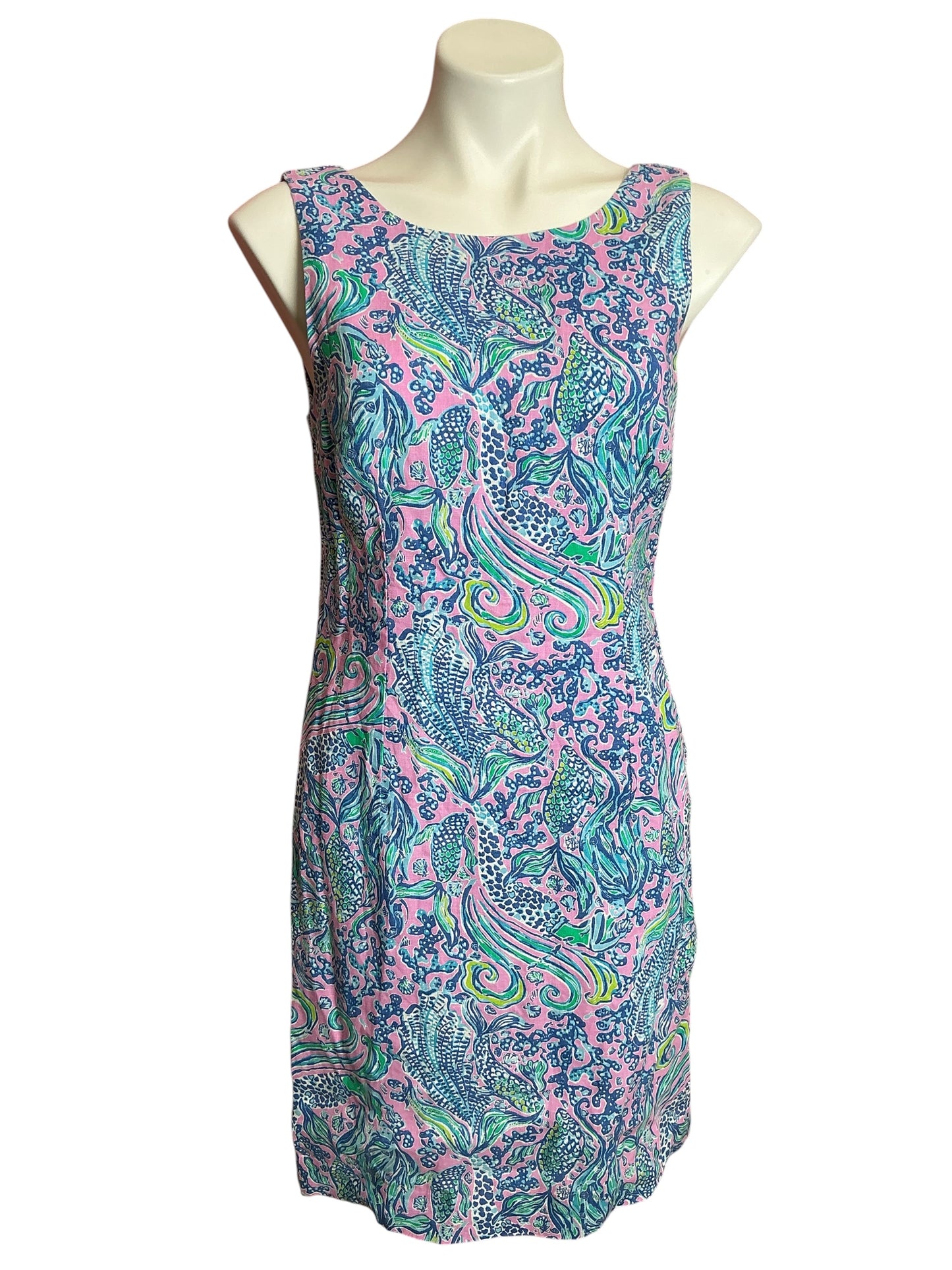 Lilly Pulitzer Maurina Linen Shift Dress Lilac Rose We Mermaid It - Size 4