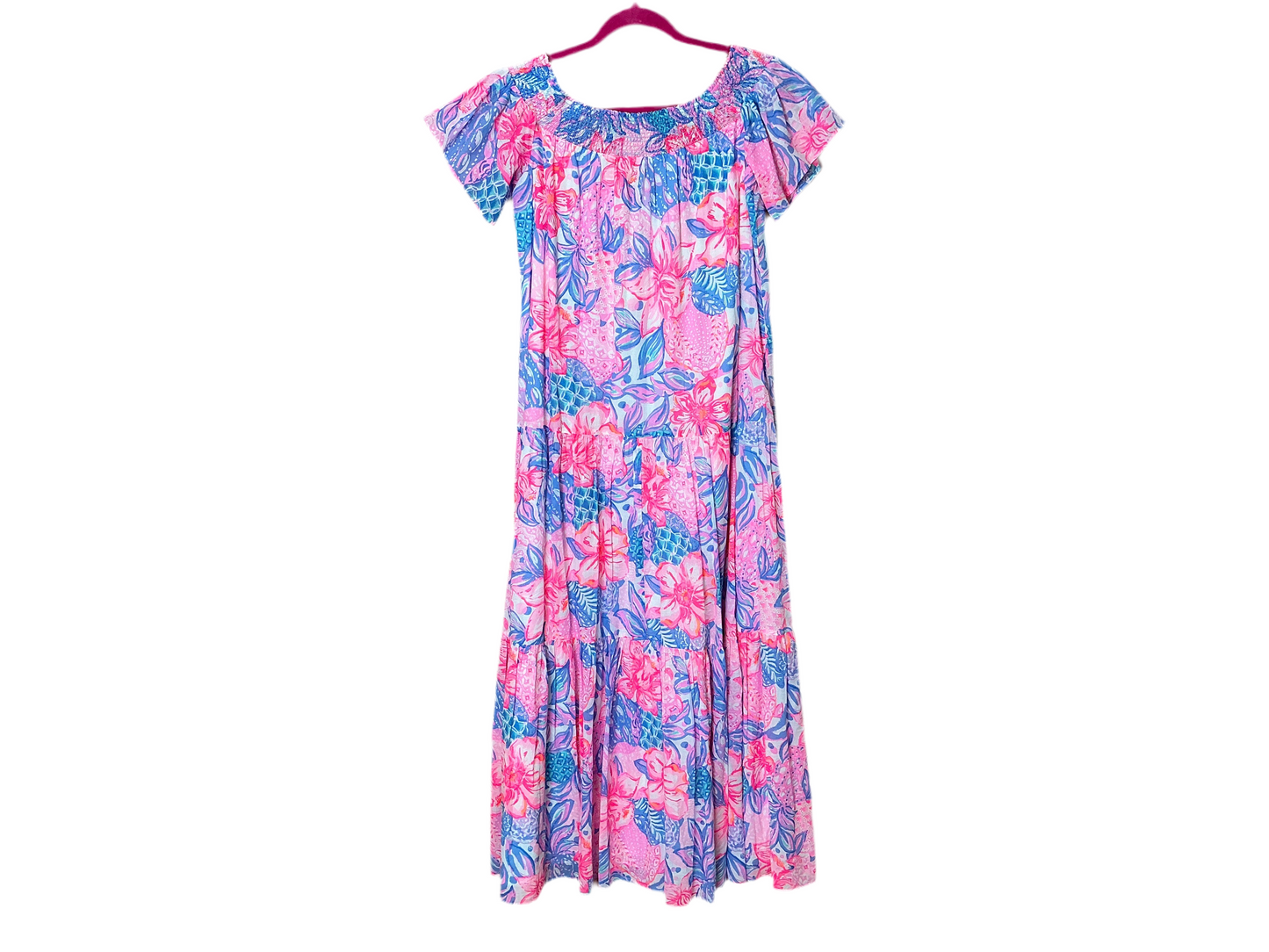 Lilly Pulitzer Dezi Pink and Blue Dress Size S