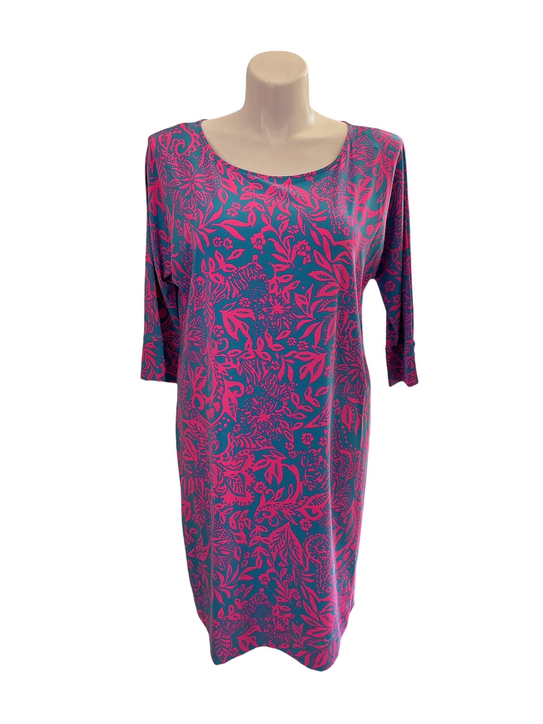 Lilly Pulitzer Braedyn UPF 50+ Dress - Aura Pink Leaf An Impression - Size XL