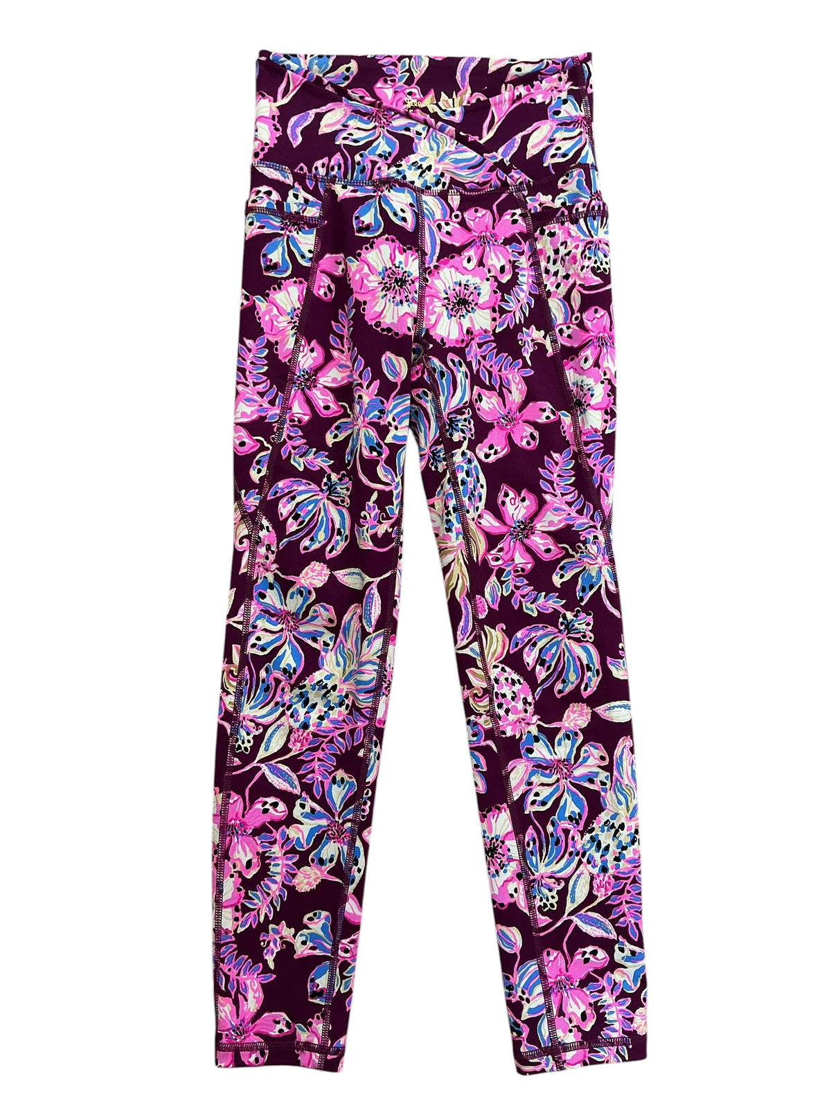 Lilly Pulitzer Luxletic South Beach High Rise Midi Leggings Amarena Cherry Tropical With A Twist - Size XS