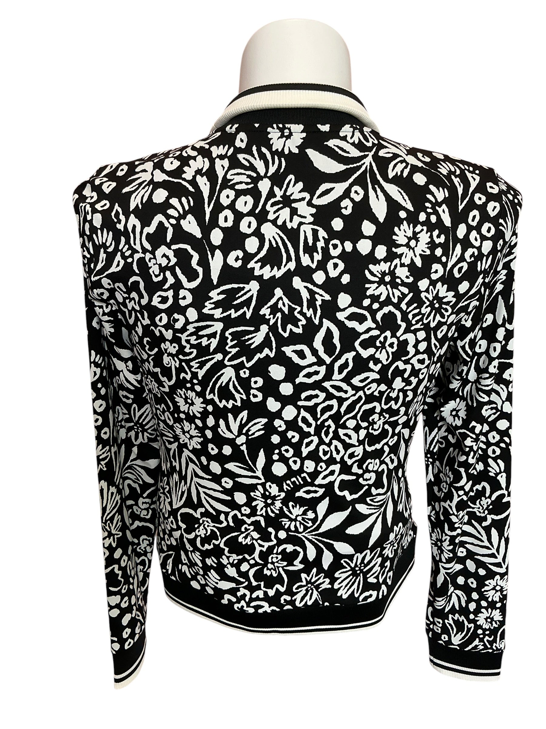 Lilly Pulitzer NWT Regate Jacket UPF 50+ Noir Purrfect Pounce Knit Jacquard - Size M