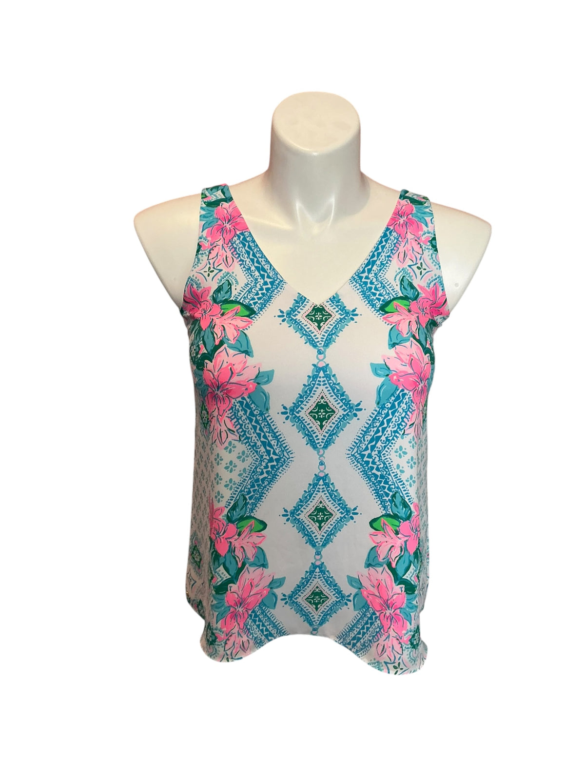 Lilly Pulitzer Florin Reversible V-Neck Top Girl's Best Friend - Size S