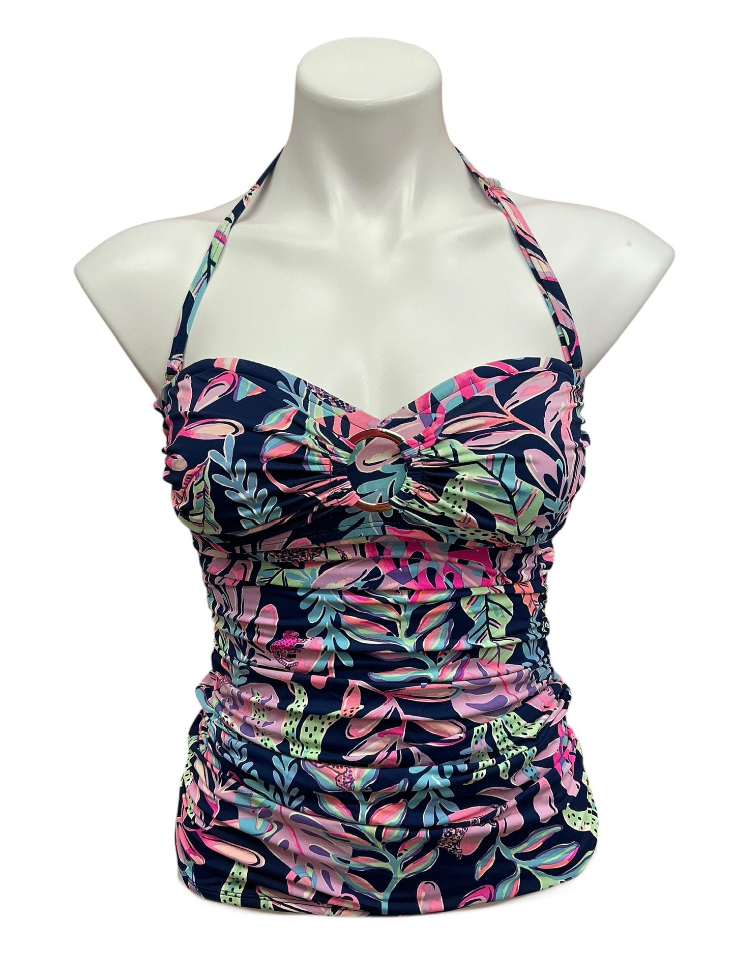 Lilly Pulitzer Flamenco Tankini Top Oyster Bay Navy You’ve Been Spotted - Size 2
