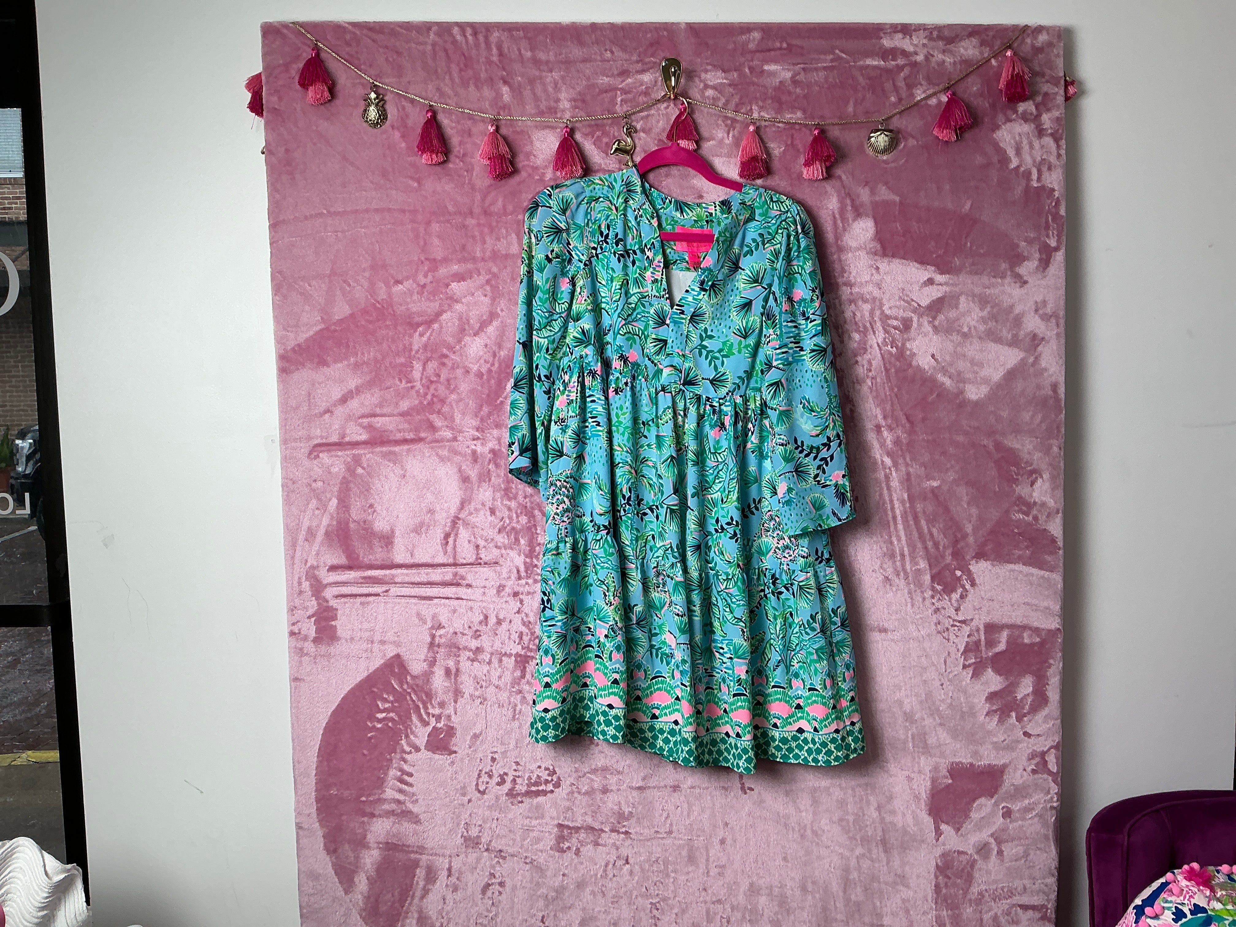 Lilly Pulitzer NWT Martine 3/4 Dress Frenchie Blue Mosaic Shells Engineer - Size XS