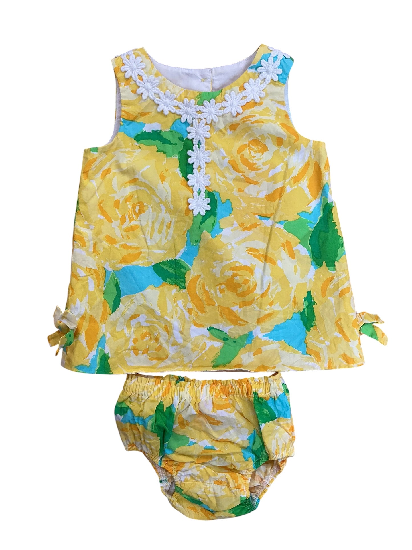 Lilly Pulitzer Kids Girls 2PC Set Baby Lilly Shift Dress Sunglow Yellow First Impressions - Size 6-12 MO