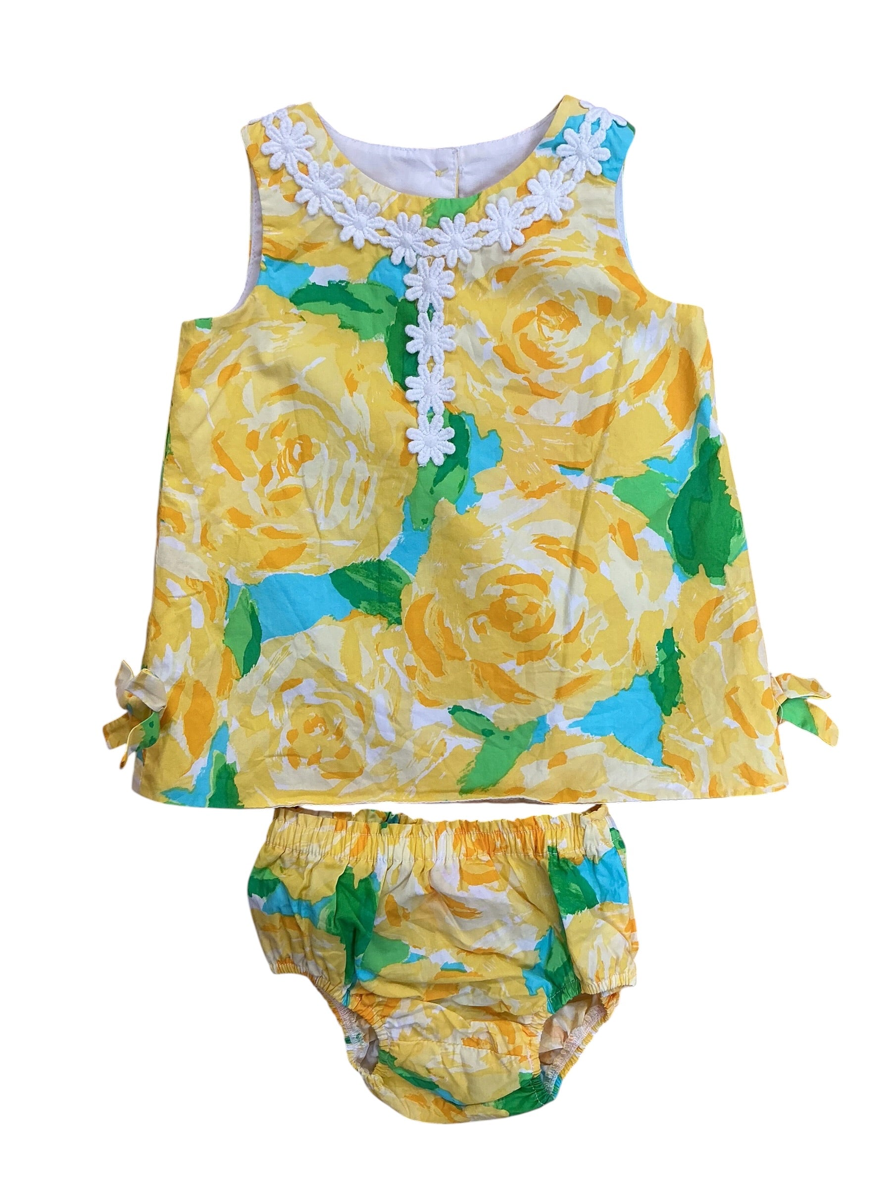 Lilly Pulitzer Kids Girls 2PC Set Baby Lilly Shift Dress Sunglow Yellow First Impressions - Size 6-12 MO
