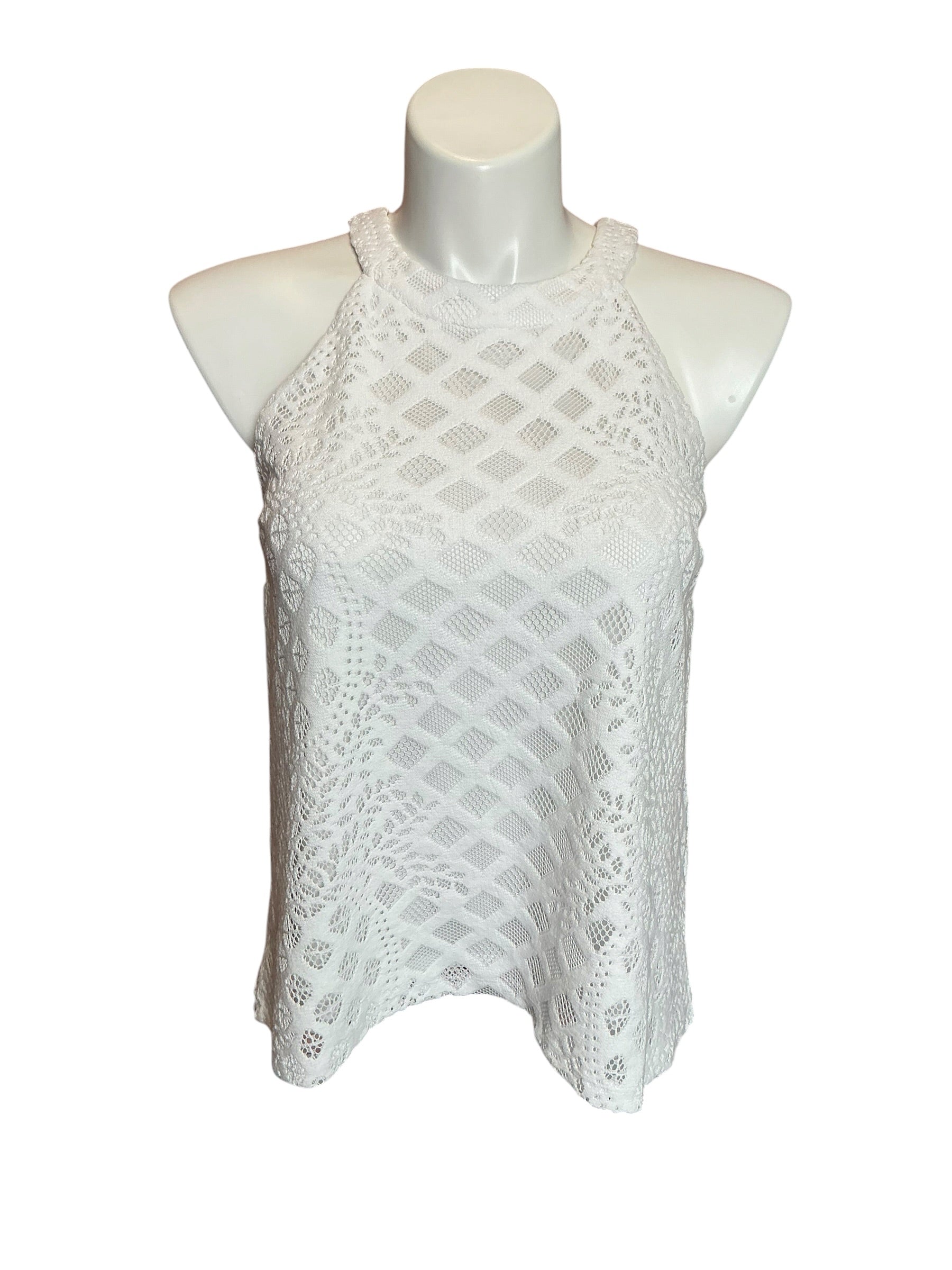 Lilly Pulitzer Rayanne Lace Halter Top Resort White Pineapple Geo Lace - Size L