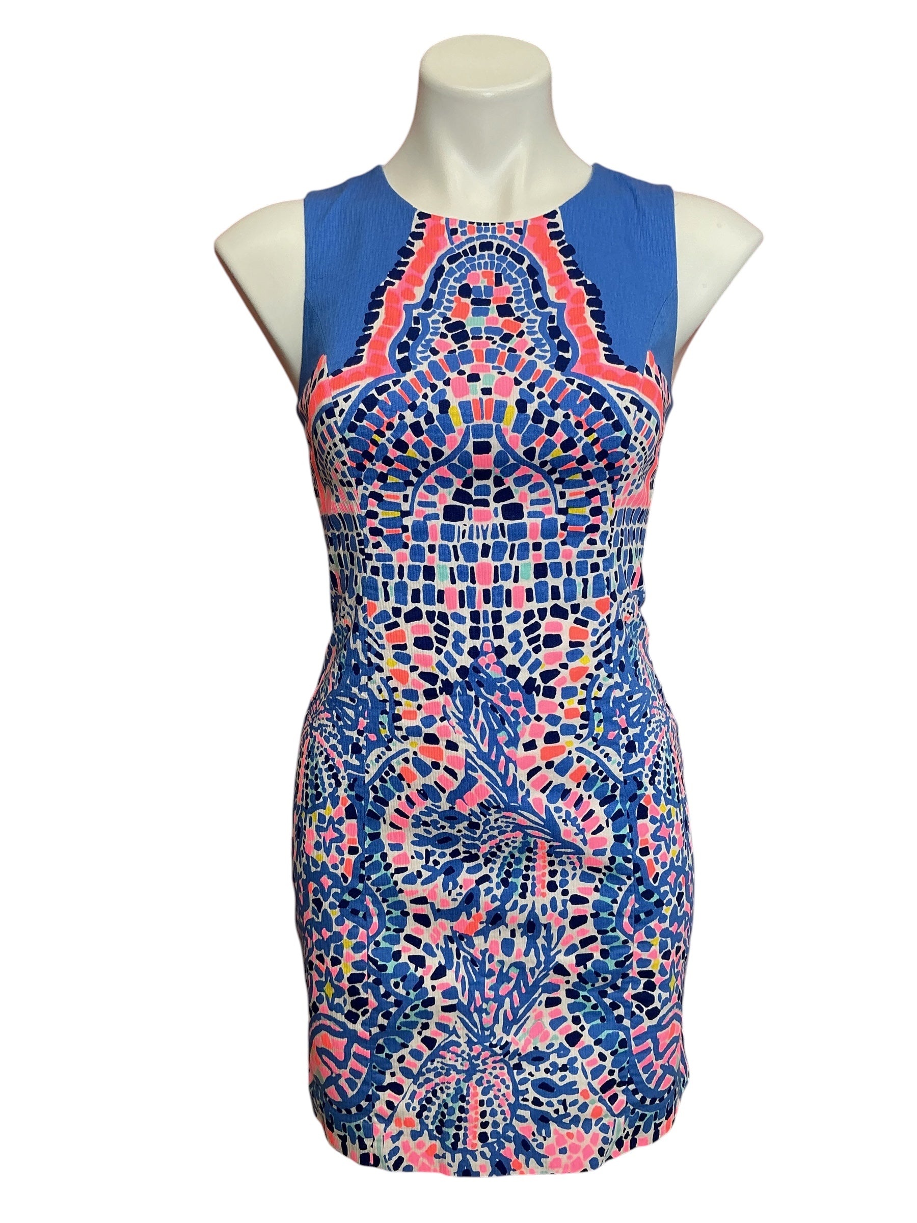 Lilly Pulitzer Mila Shift Dress Multi Tic Tac Tile Engineered - Size 0