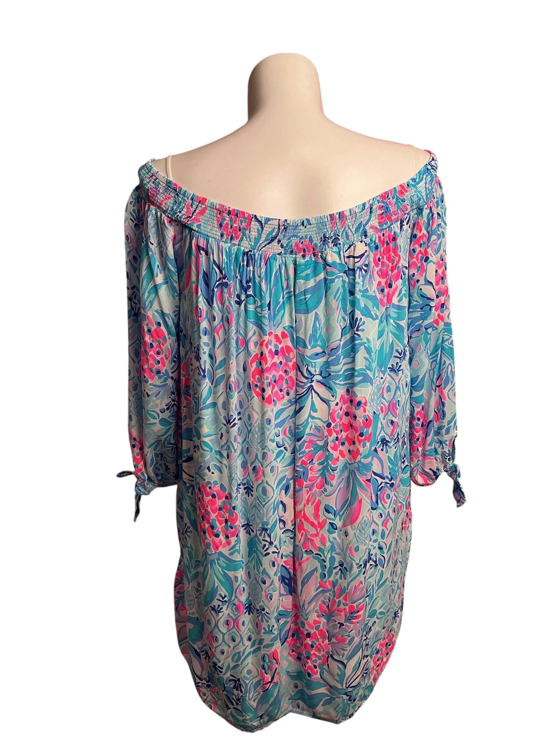 Lilly Pulitzer- Mayellen Off-The-Shoulder Dress Zanzibar Blue Party Princess Size XL