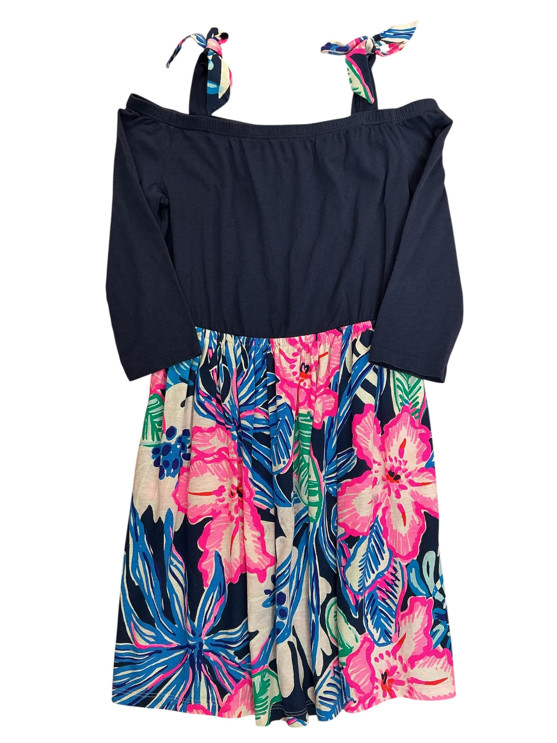 Lilly Pulitzer Girls Kids Minisa Dress Oyster Bay Navy High Tide - Size L 8-10