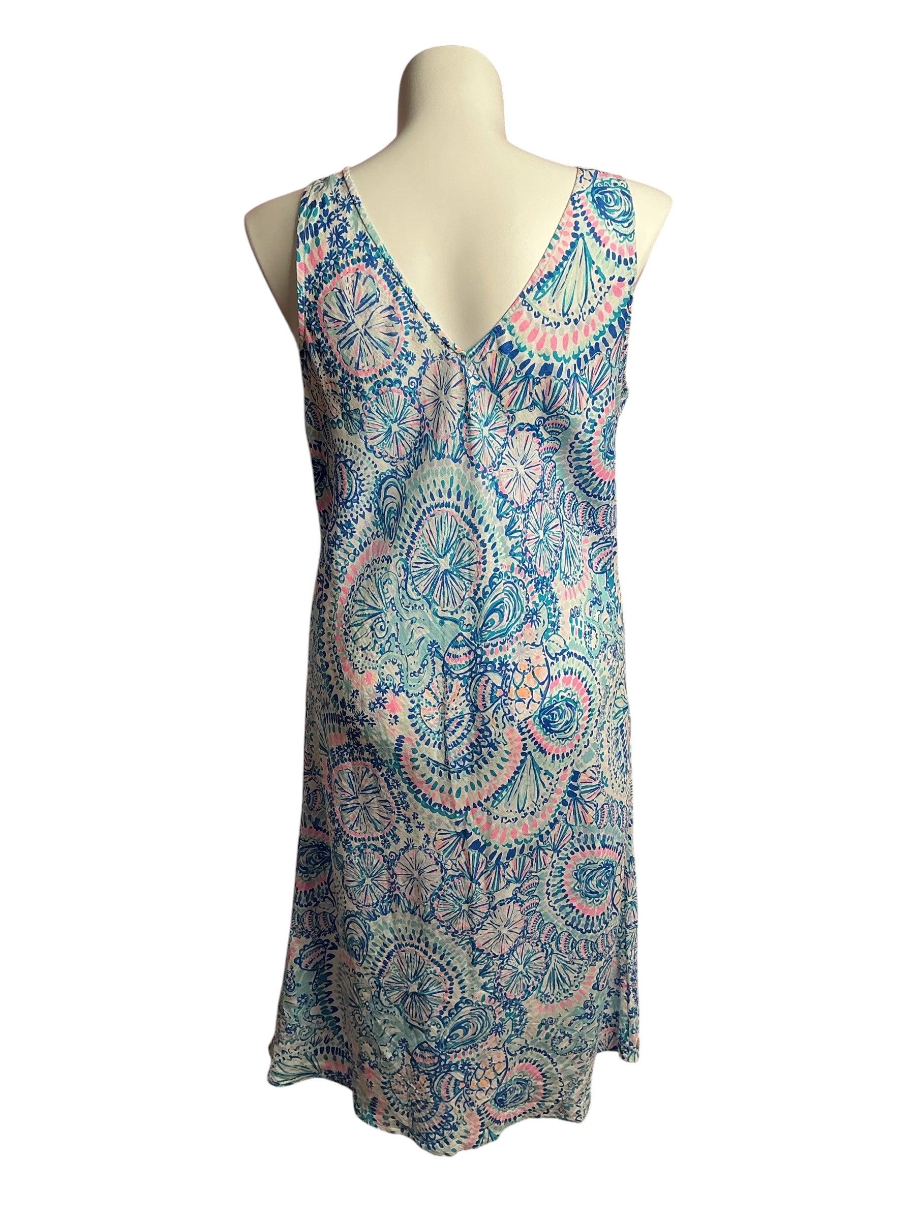 Lilly Pulitzer- Florin Sleeveless Linen Dress Blue Grotto Commotion In The Ocean Size XL
