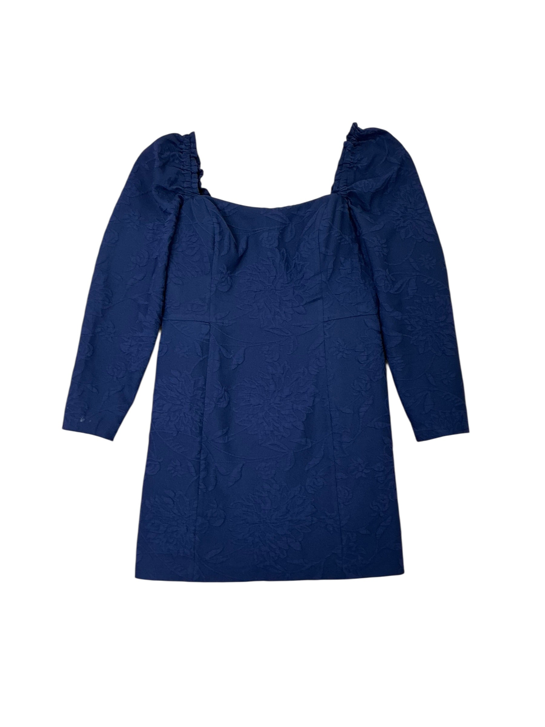 Lilly Pulitzer Ivanna Long Sleeve Romper - True Navy Caliente Pucker Jacquard - Size 12