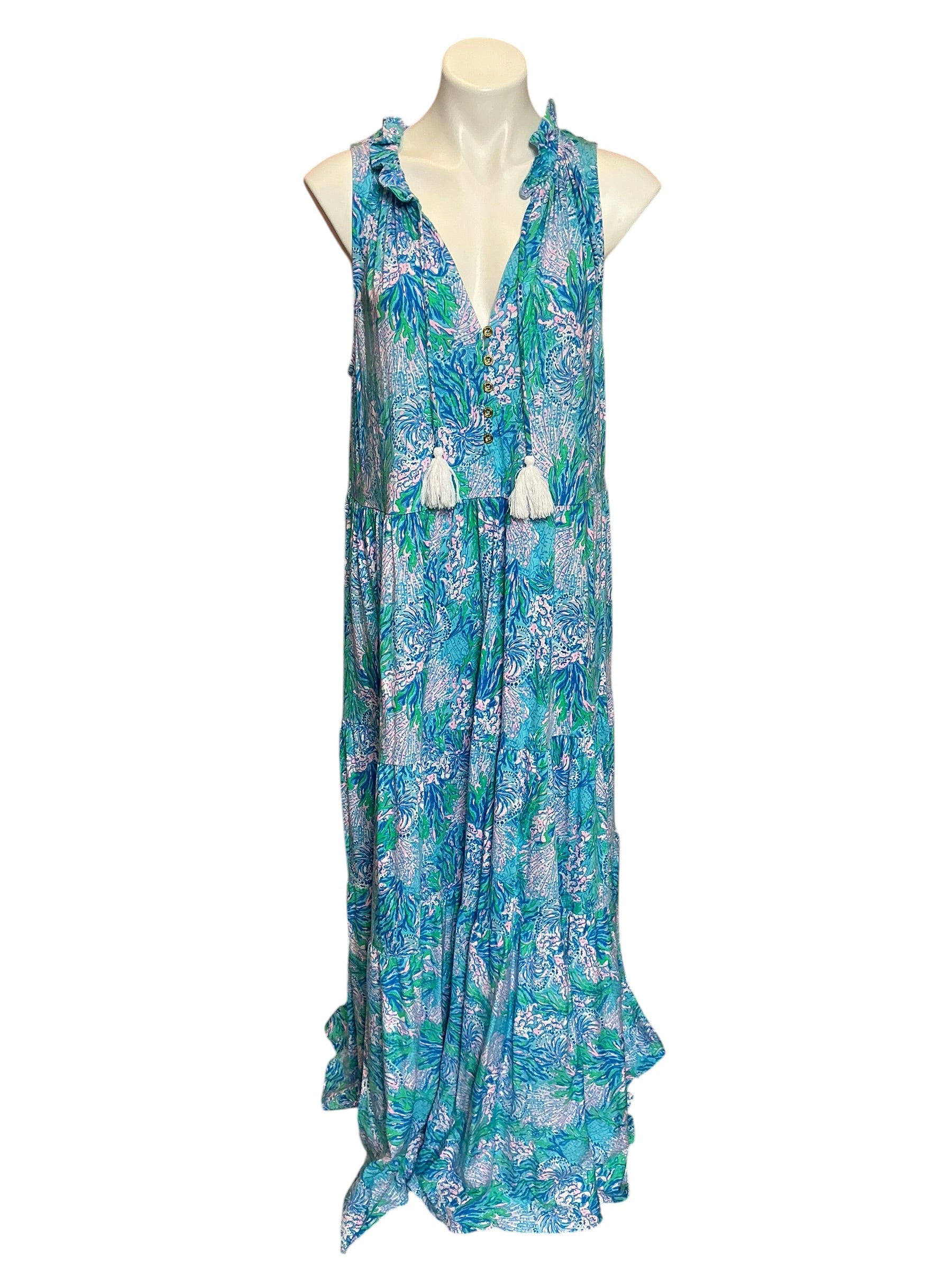 Lilly Pulitzer Malone Maxi Dress Las Olas Aqua - Size XL