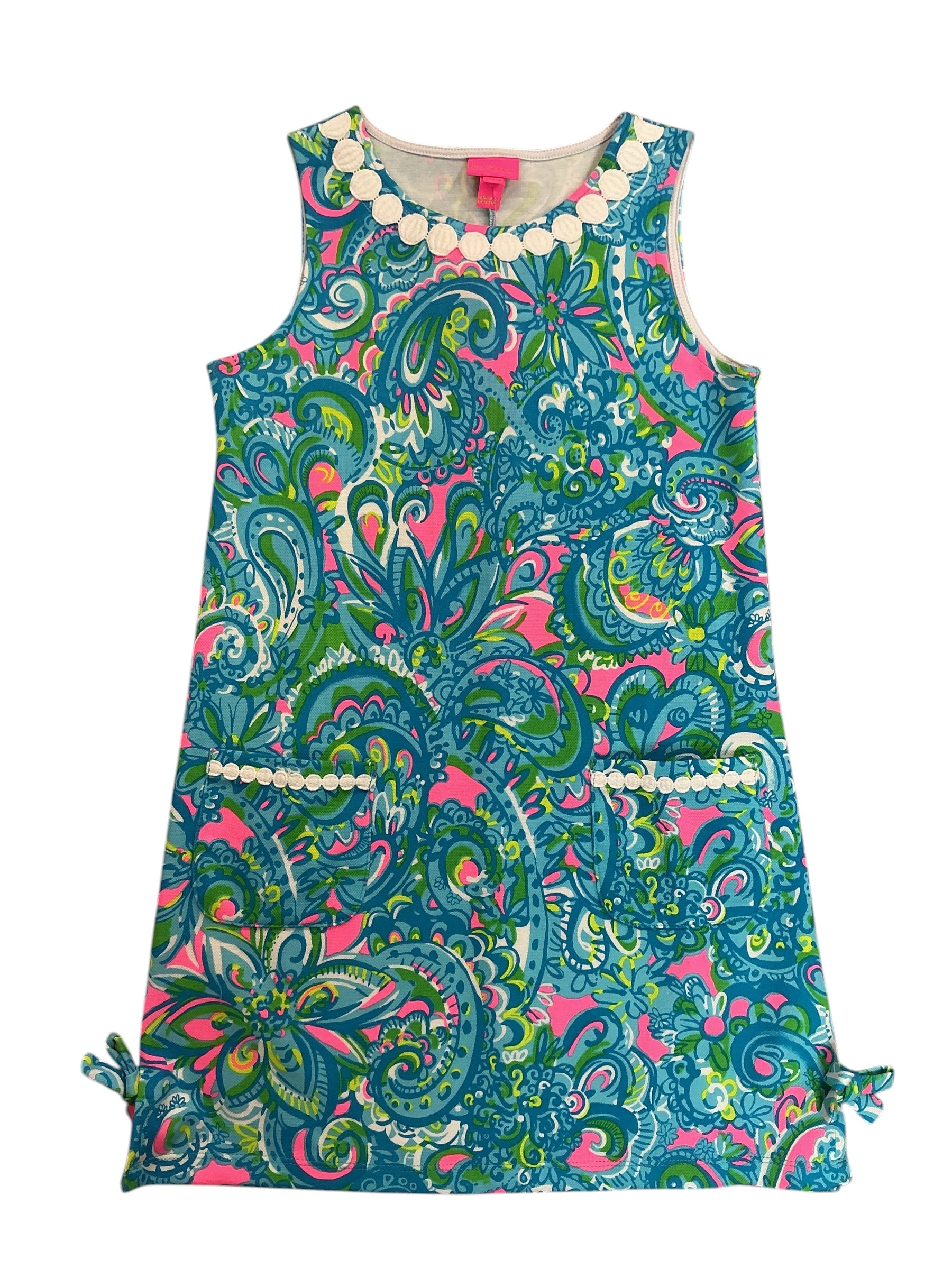 Lilly Pulitzer NWT Girls Kids Little Lilly Knit Shift Dress Seabreeze Blue Hey Gull Friend - Size XL