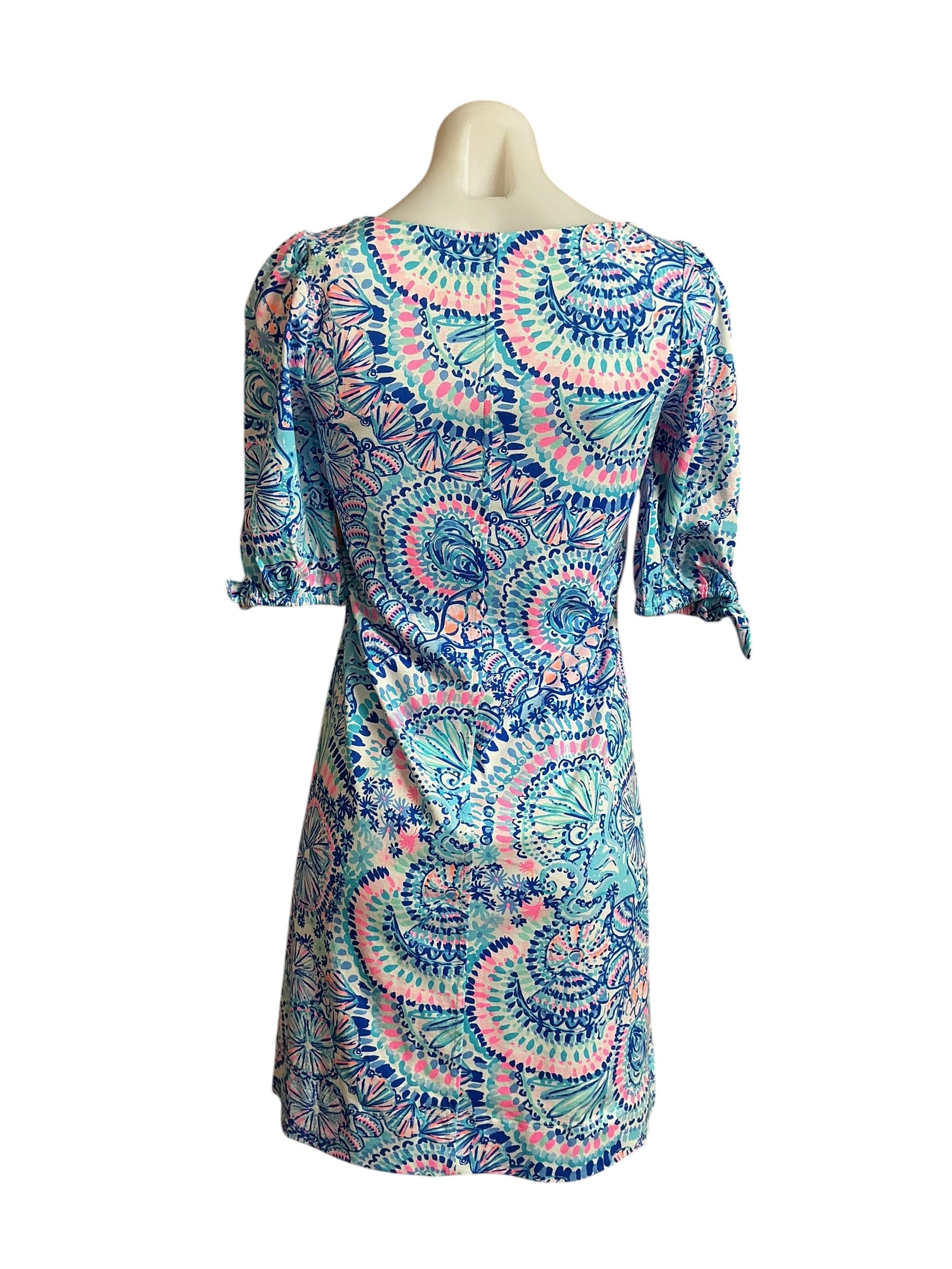 Lilly Pulitzer NWT Easley Short Sleeve Dress Commotion In The Ocean Blue Grotto - Size XXS