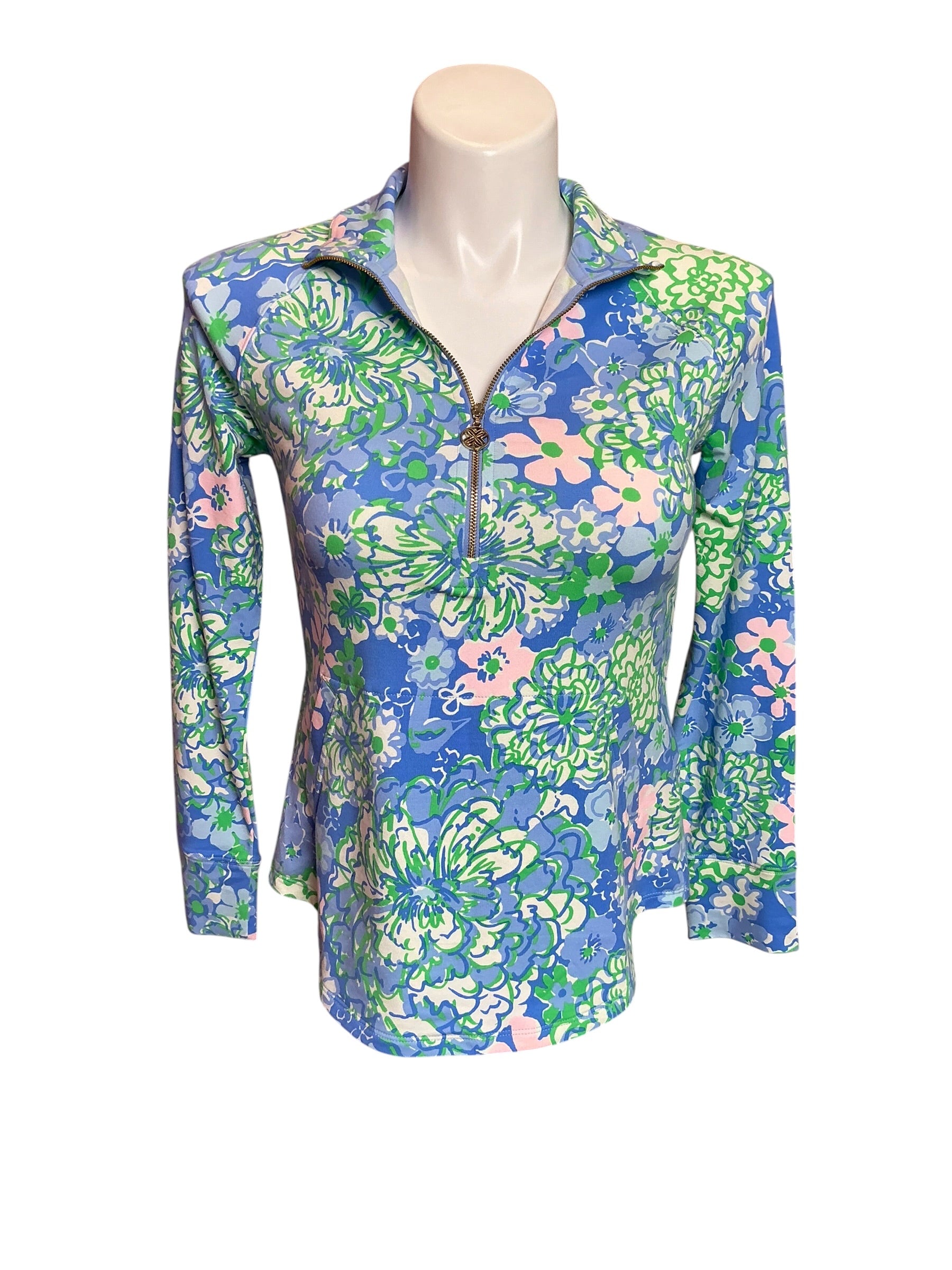 Lilly Pulitzer NWT UPF 50+ Skipper Popover Sunwashed Blue Plumes in Bloom - Size XS