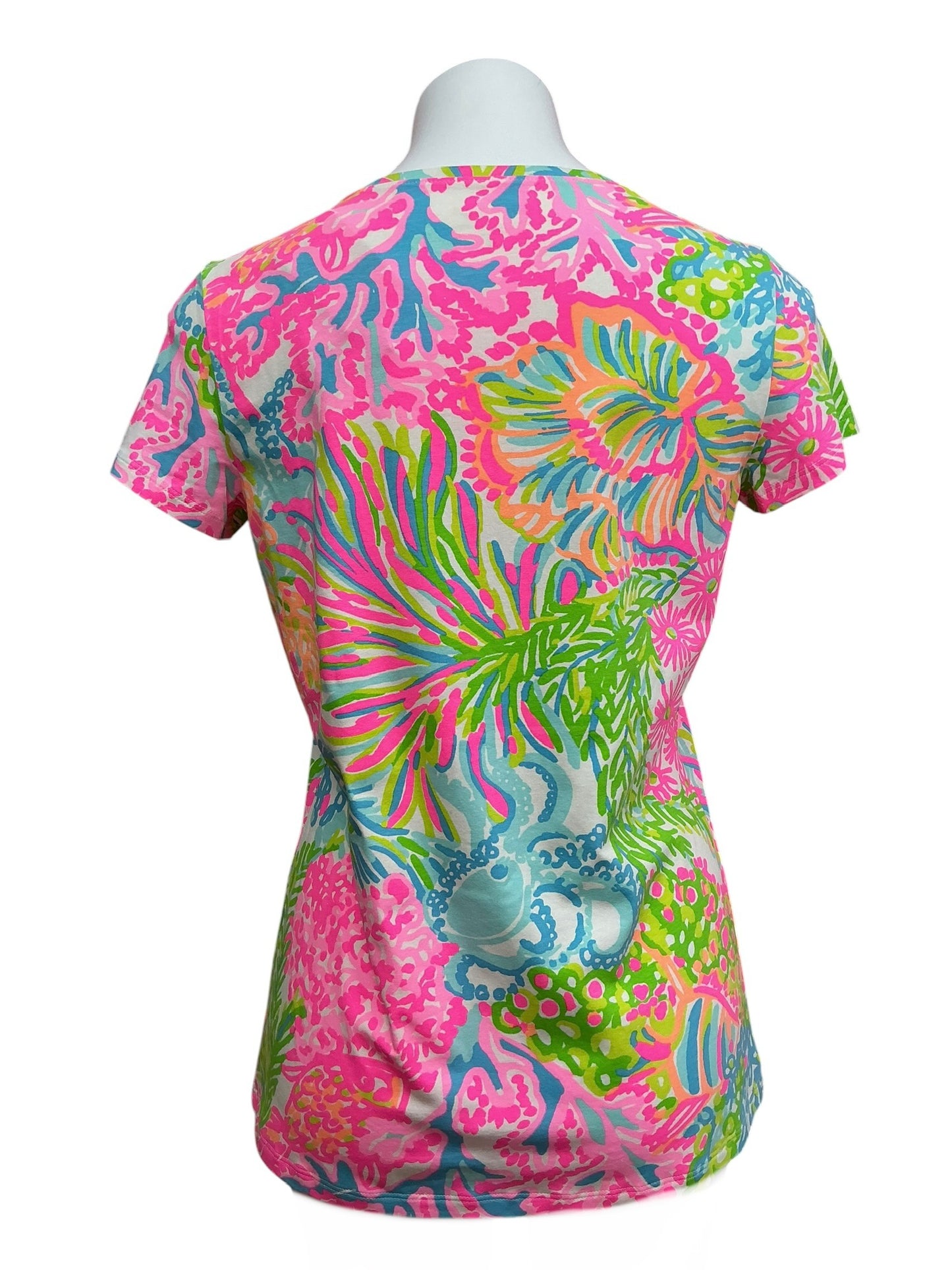 Lilly Pulitzer NWT Michele V Neck Top Multi More Lovers Coral - Size M