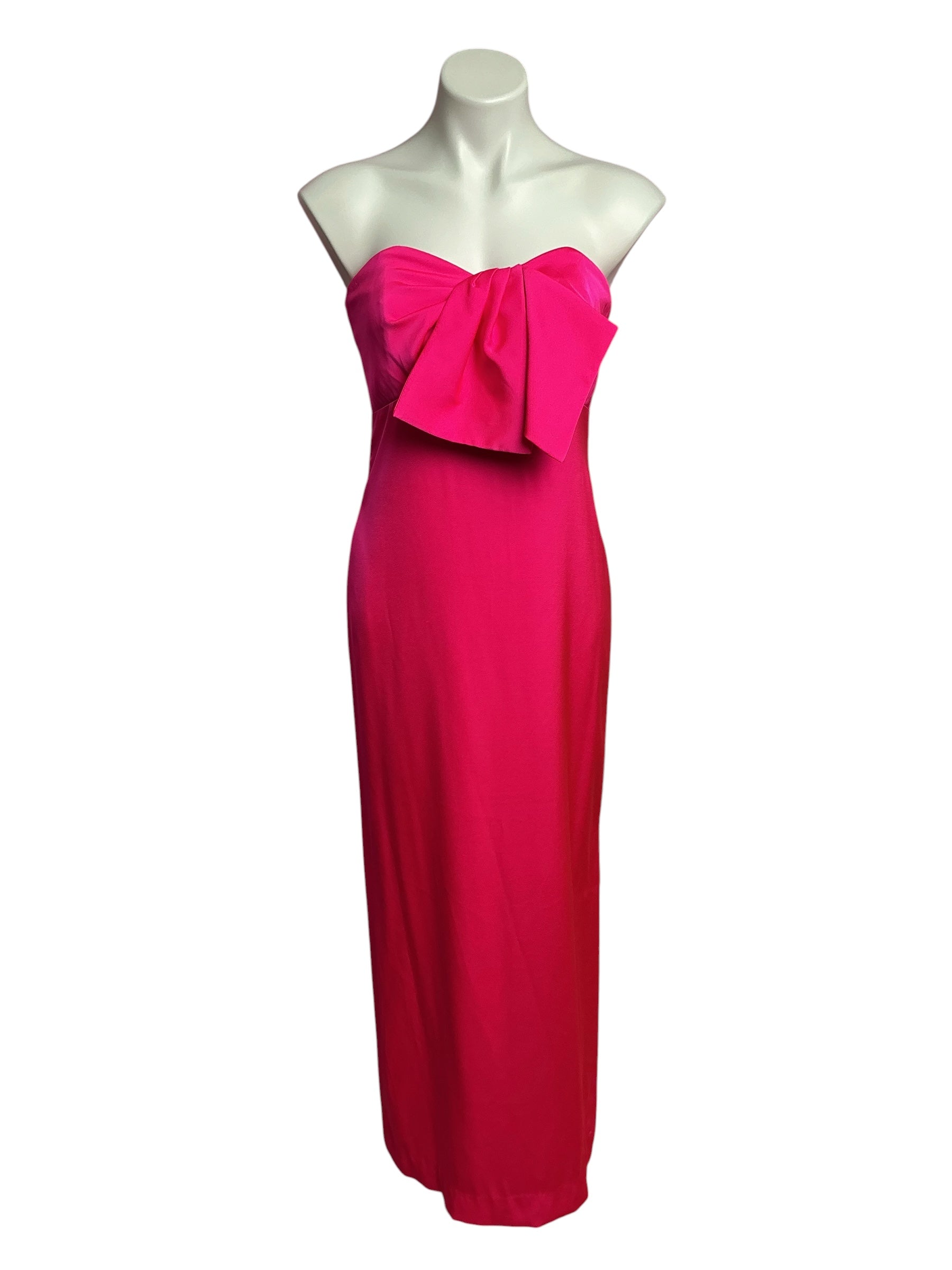 Lilly Pulitzer- Carlynn Satin Maxi Bow Dress Pink Palms Size 2