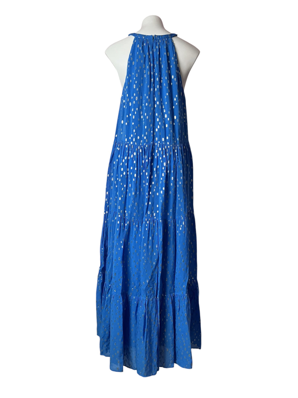 Lilly Pulitzer Beccalyn Maxi Dress Boca Blue Viscose Metallic Clip - Size L