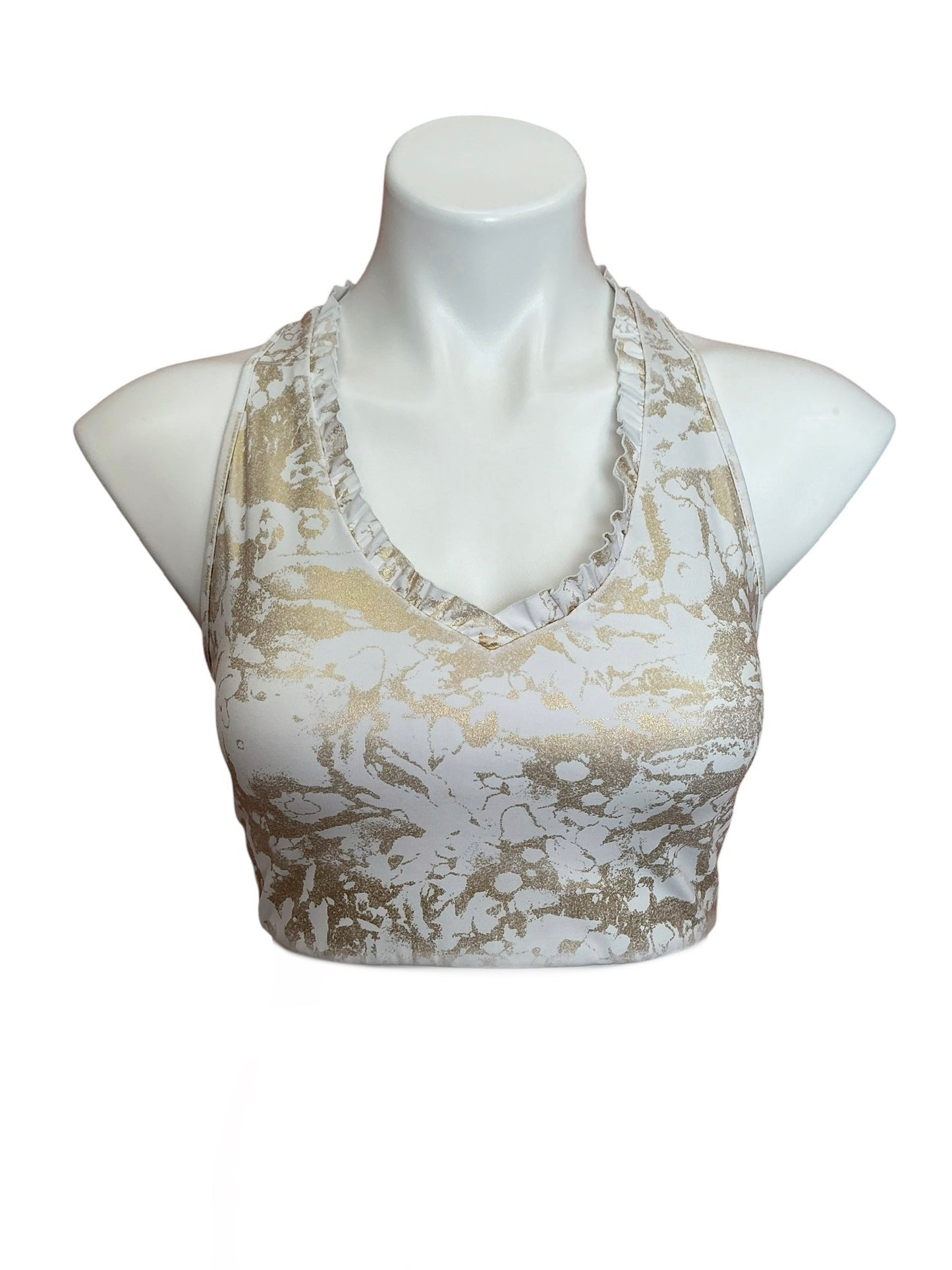 Lilly Pulitzer Luxletic Lindsay Sports Bra Gold Shoreline Foil - Size S
