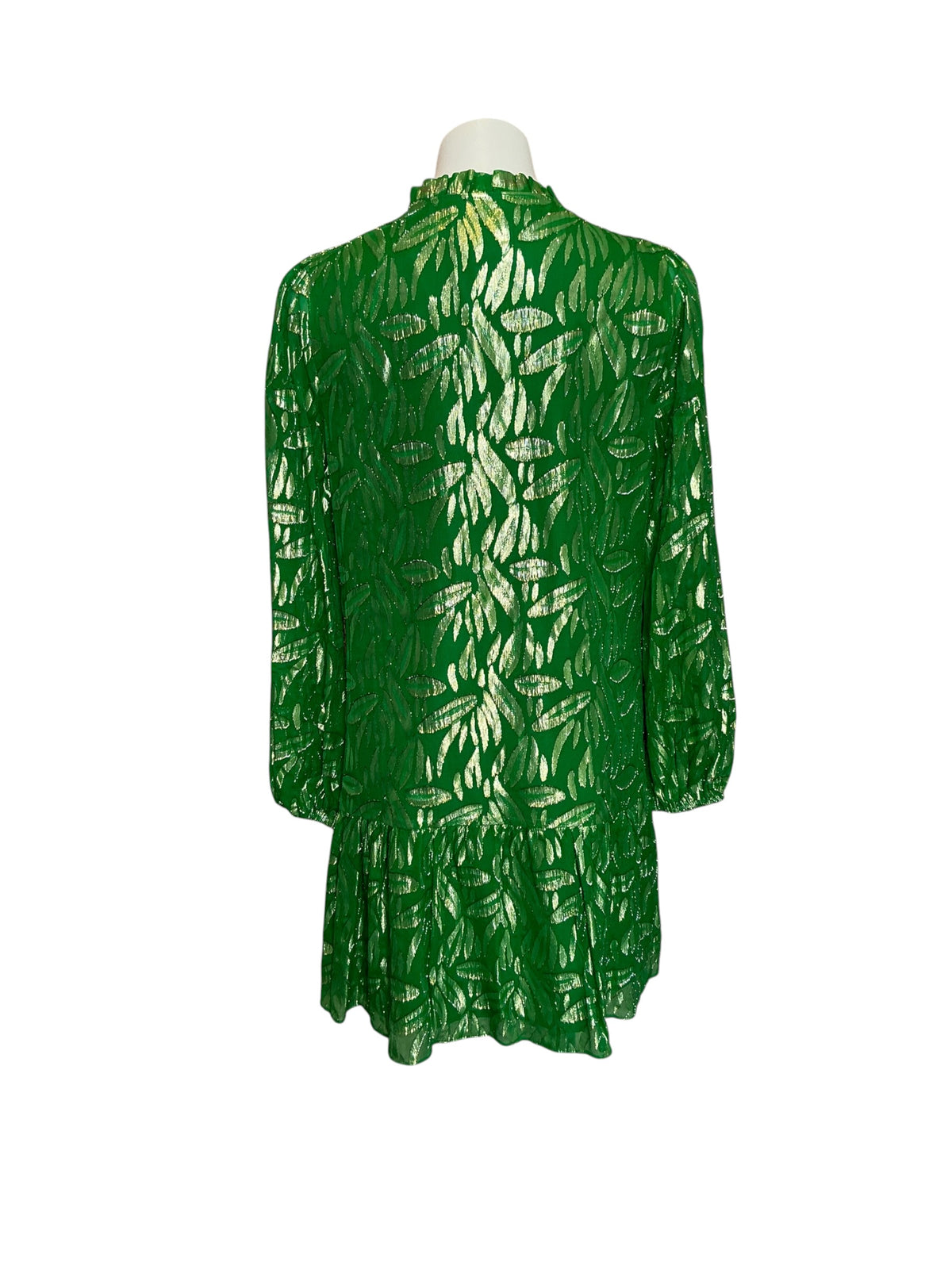 Lilly Pulitzer NWT Evaline Silk Dress Bamboo Green Leafy Babe Metallic Silk - Size 8