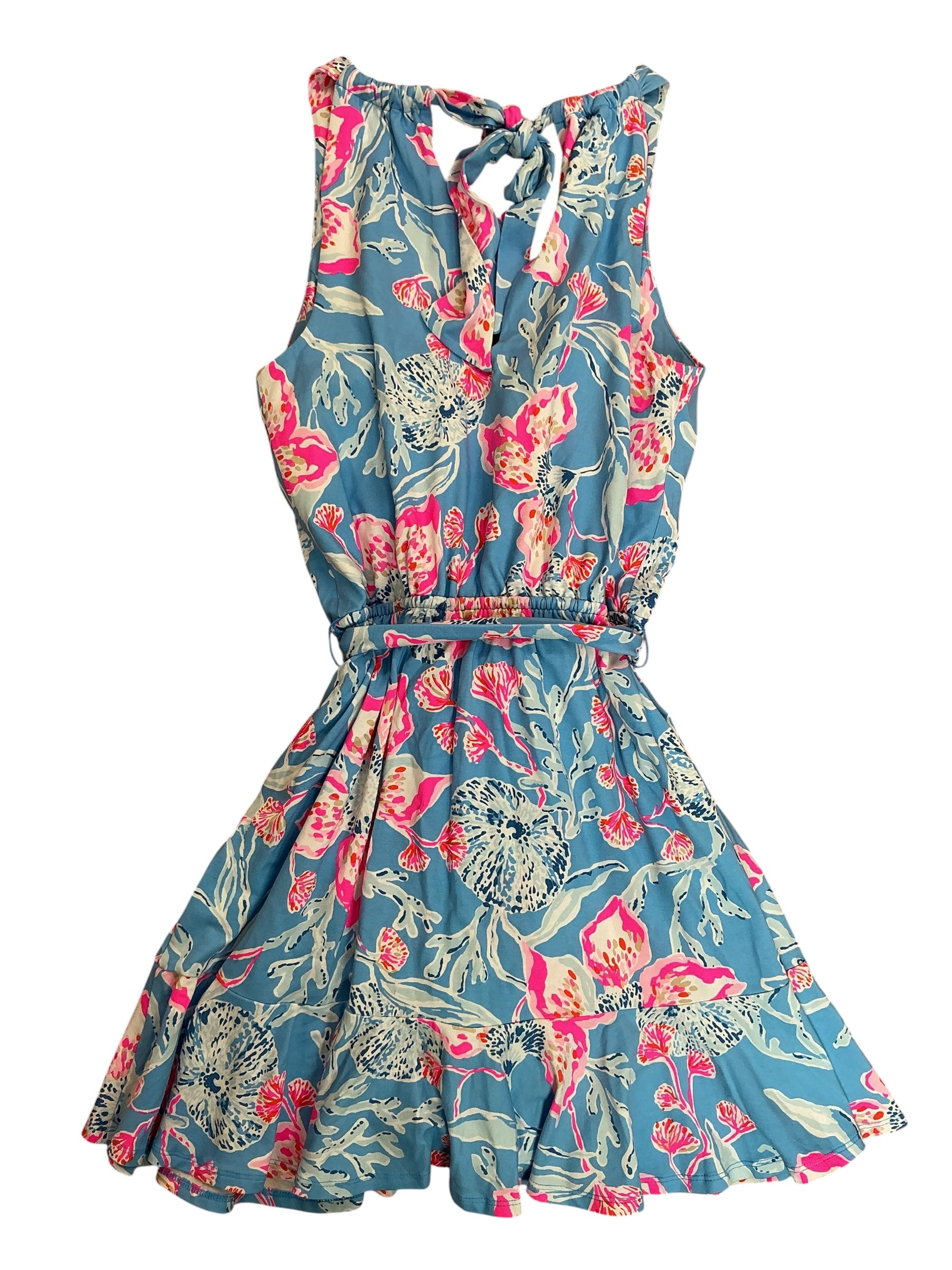 Lilly Pulitzer Camri Halter Romper Blue Peri Shell Me Something - Size S